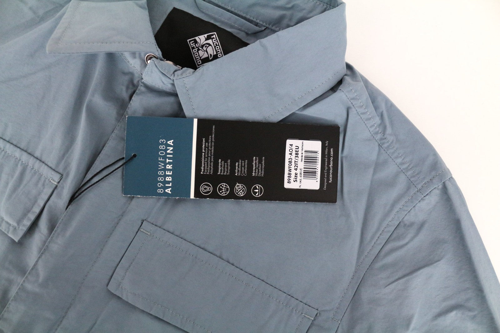 TUCANO URBANO Albertina Women Jacket M Grey Blue Windbreaker Back Pocket Moto