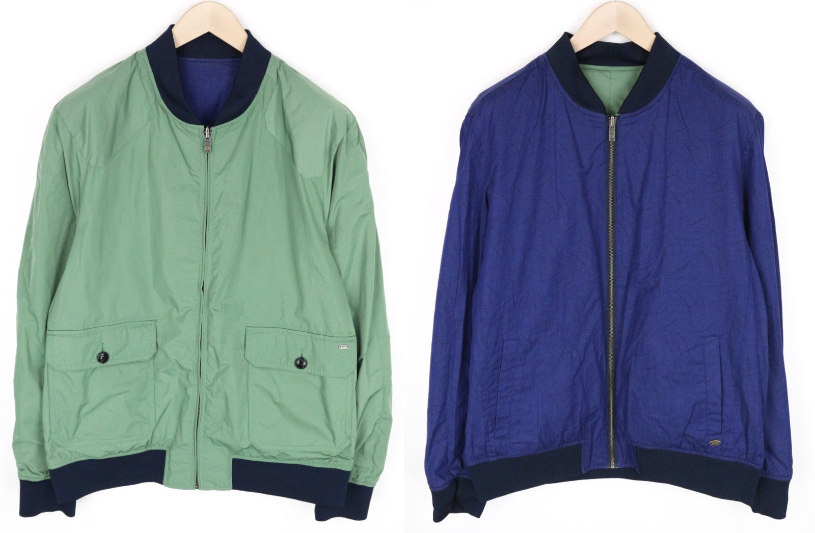 SCOTCH & SODA Ams Couture Men Jacket 2XL Blue Green Cotton Linen Reversible