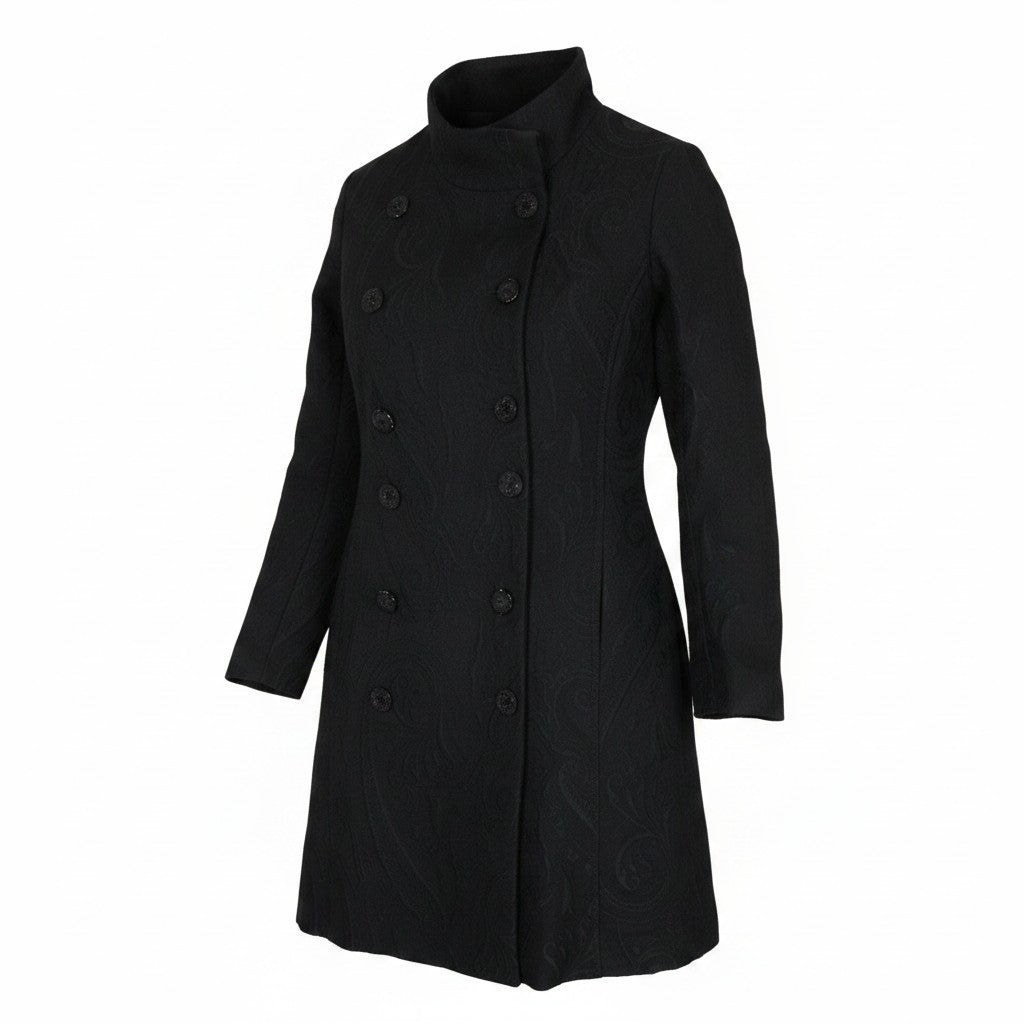 DESIGUAL Innocense Women Coat M Black Wool Cotton Blend Double-Breasted