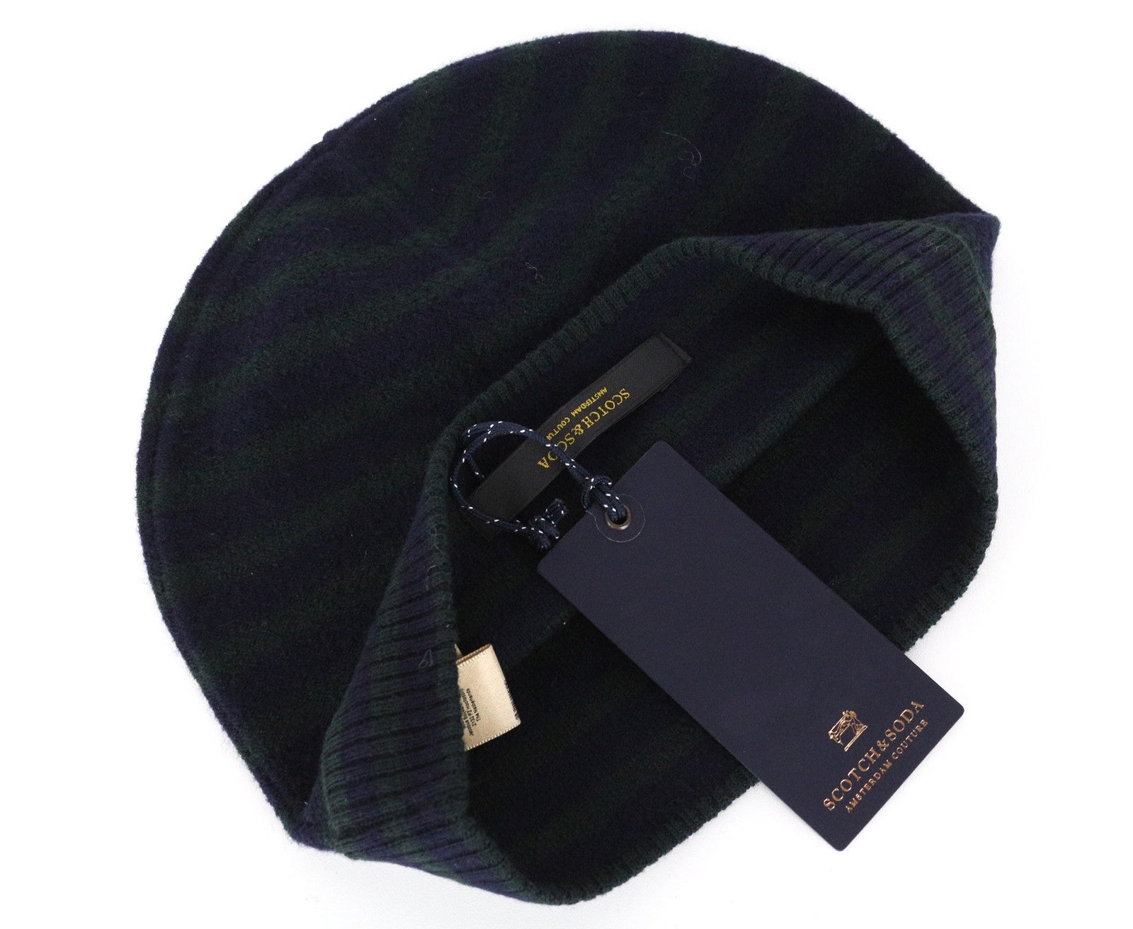 SCOTCH & SODA Men Hat OS Purple Blue Striped Pattern Pure Wool Beanie 2 Pack
