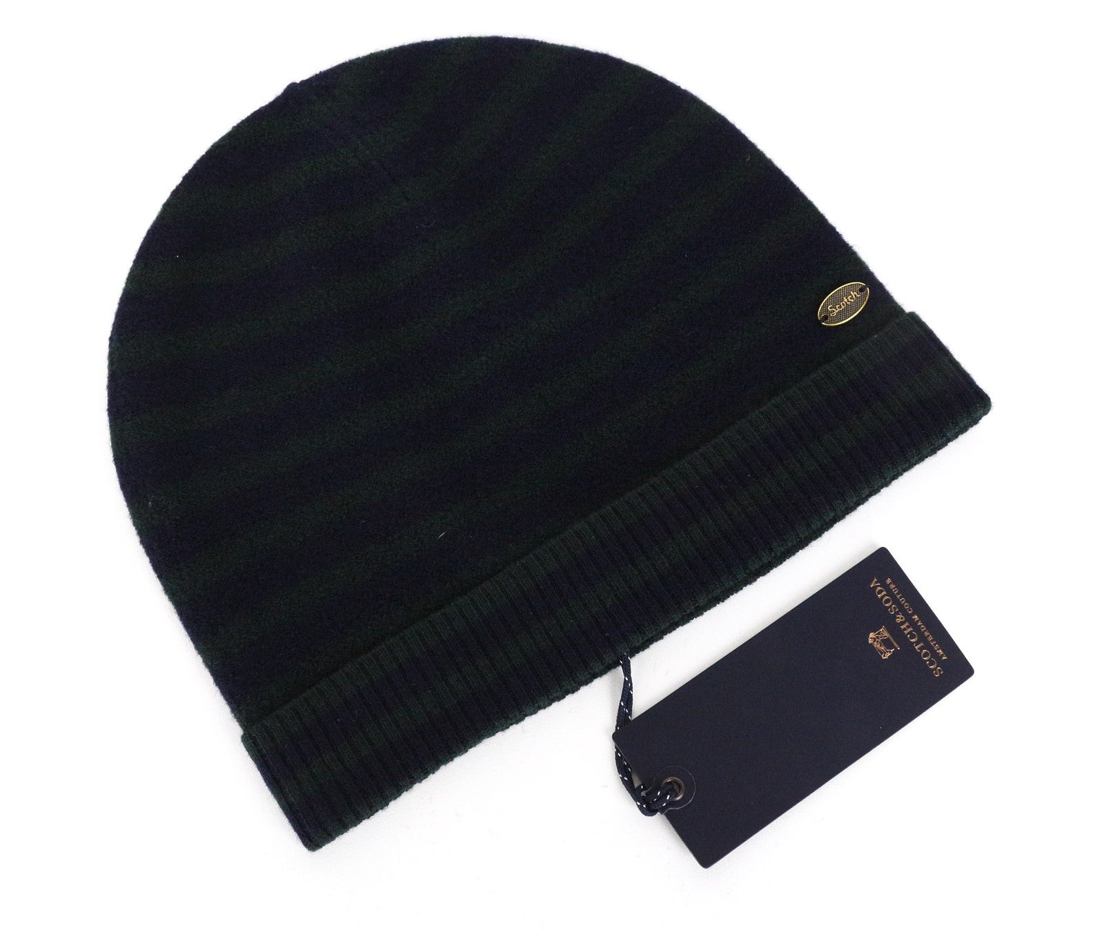 SCOTCH & SODA Men Hat OS Purple Blue Striped Pattern Pure Wool Beanie 2 Pack
