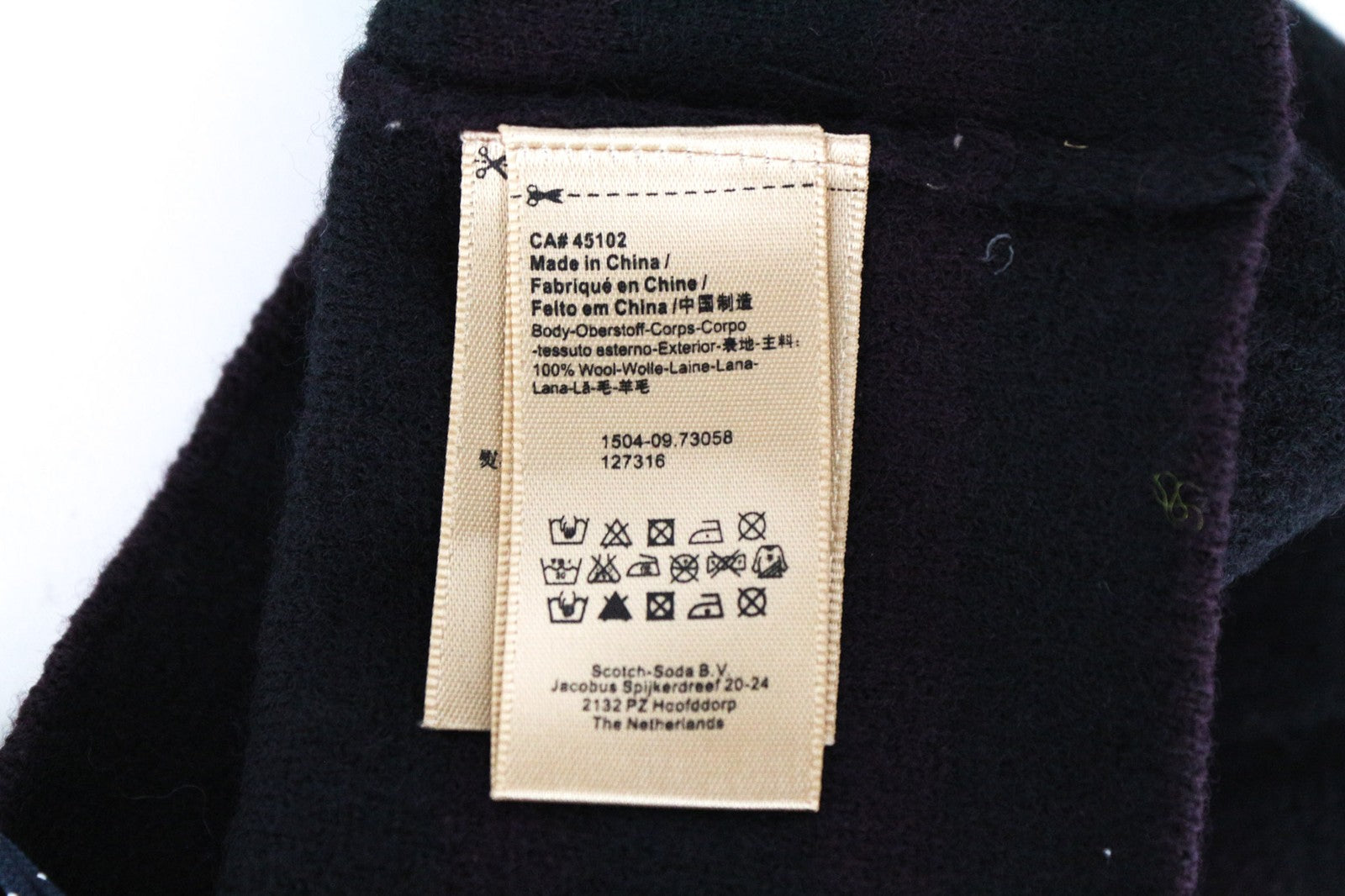 SCOTCH & SODA Men Hat OS Purple Blue Striped Pattern Pure Wool Beanie 2 Pack