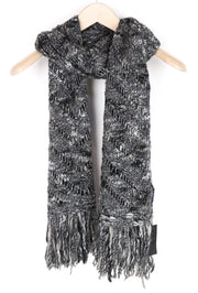 MAISON SCOTCH Women Scarf OS Grey Melange Knitted Warm Winter Tassels