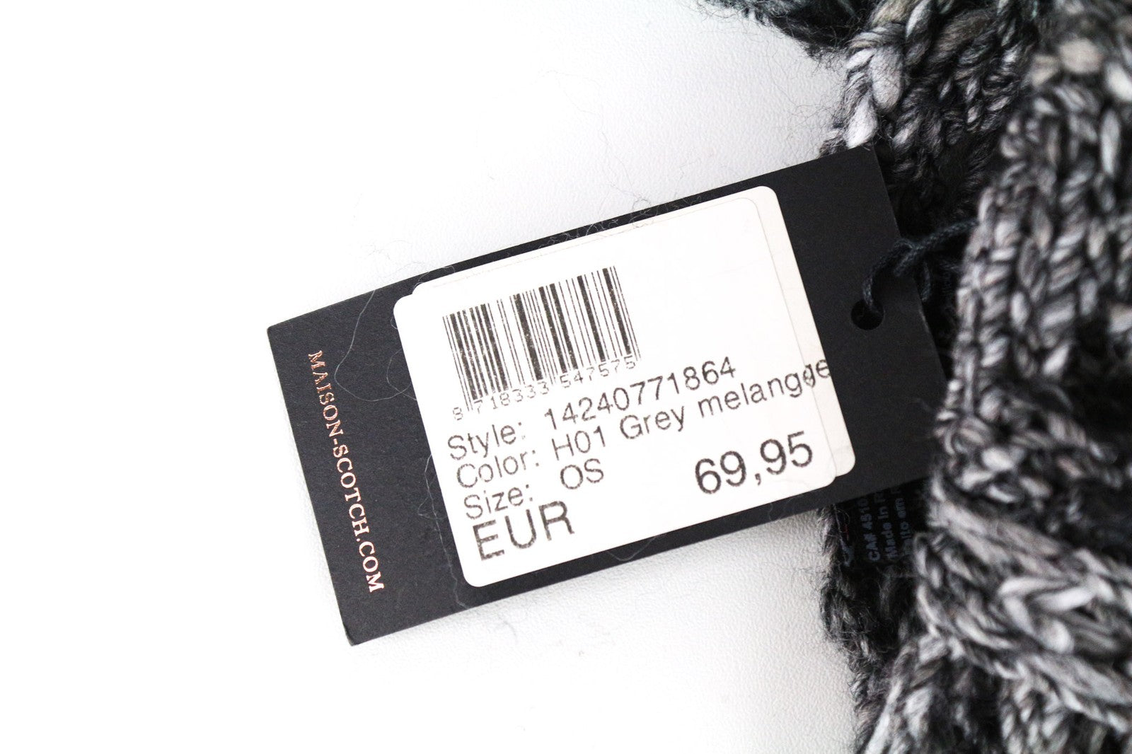 MAISON SCOTCH Women Scarf OS Grey Melange Knitted Warm Winter Tassels