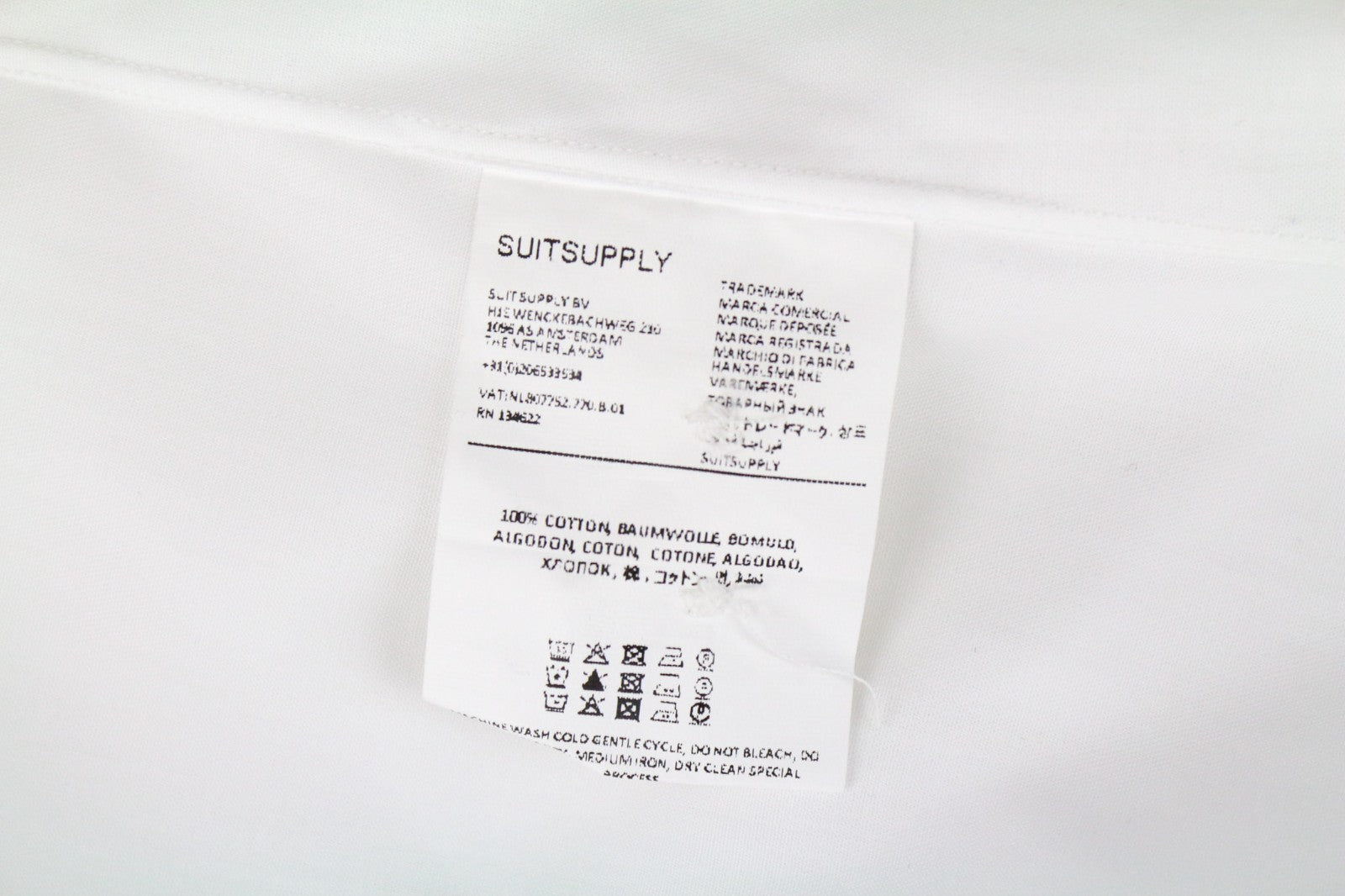 SUITSUPPLY Men Shirt XS Extra Slim White Pure Cotton Cutaway Long Sleeve