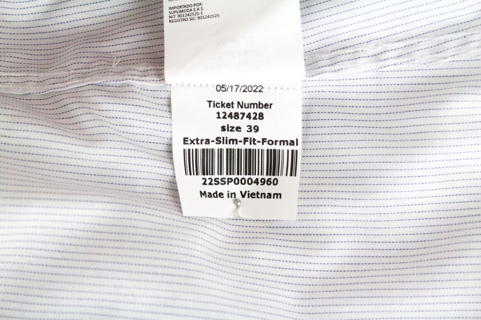 SUITSUPPLY Traveller Men Shirt 39 Extra Slim White Pure Cotton Striped Pattern