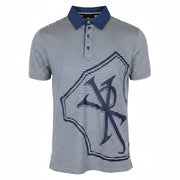 RICHMOND Men T-Shirt L Blue Pure Cotton Striped Short Sleeve Polo