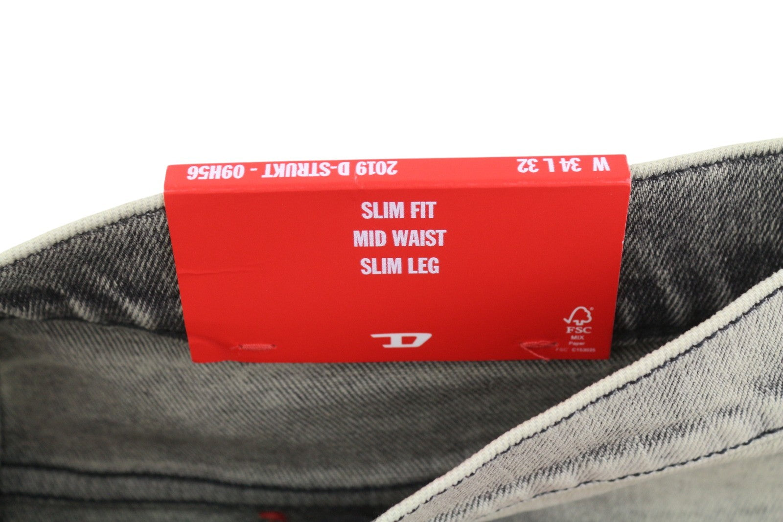 DIESEL 2019 D-Strukt 09H56 Men Jeans W34/L32 Grey Slim Leg Mid Waist RRP295