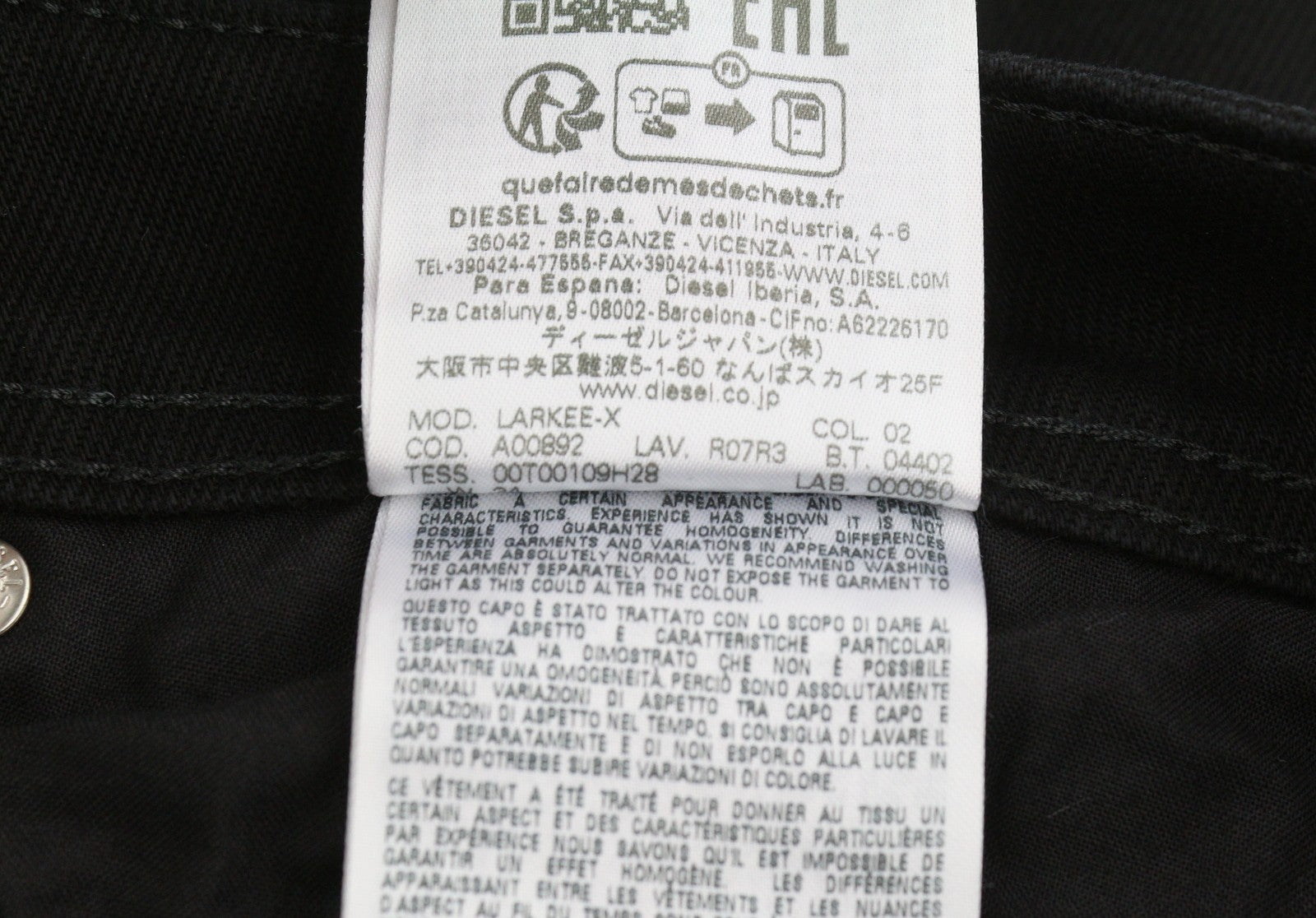DIESEL 1985 Larkee R07R3 Men Jeans W34/L34 Regular Fit Straight Leg Mid Waist