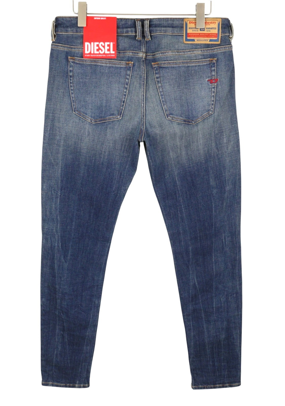 DIESEL 1979 Sleenker 09H67 Men Jeans W34/L32 Blue Faded Skinny Fit Low RRP195
