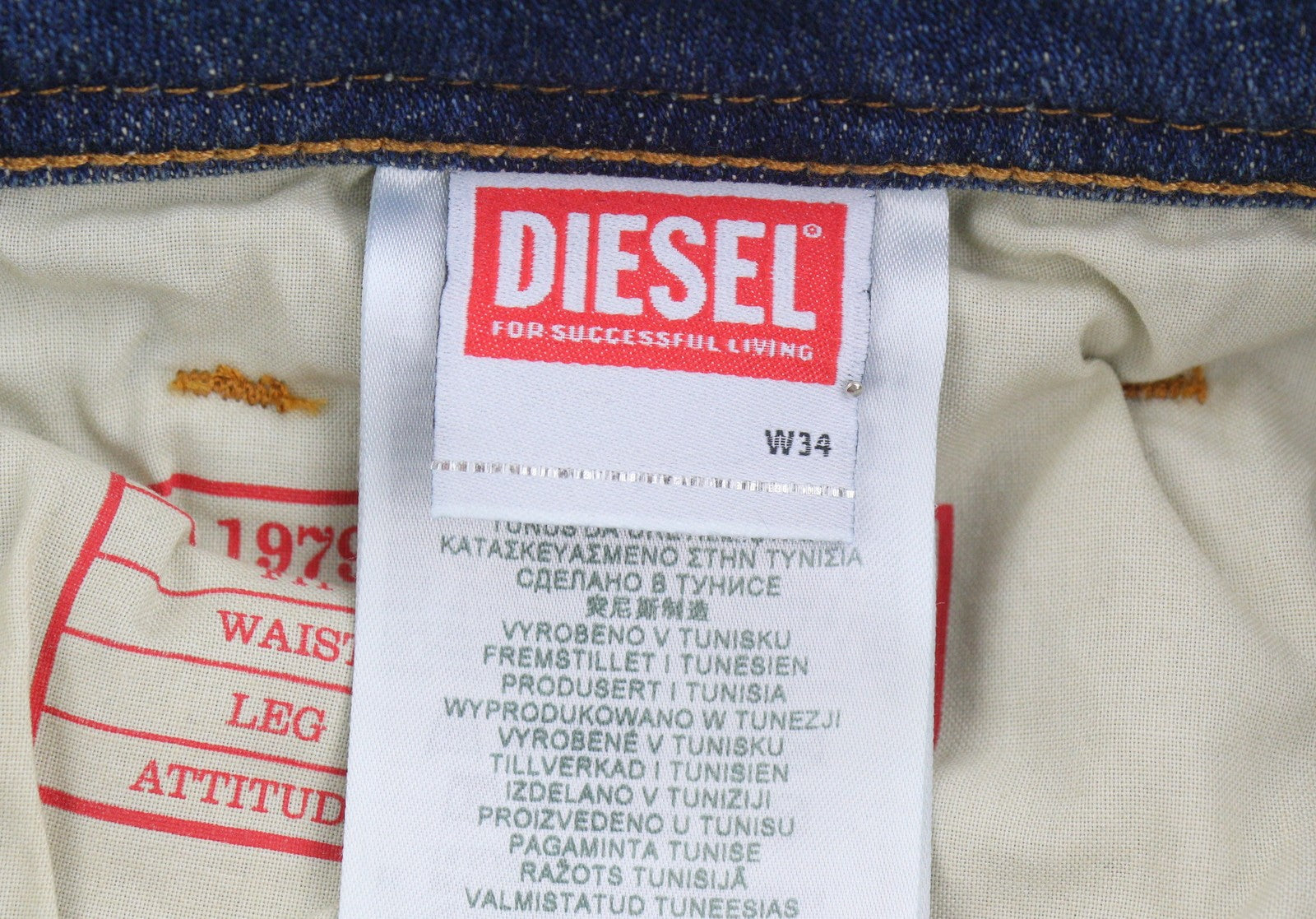 DIESEL 1979 Sleenker 09H67 Men Jeans W34/L32 Blue Faded Skinny Fit Low RRP195