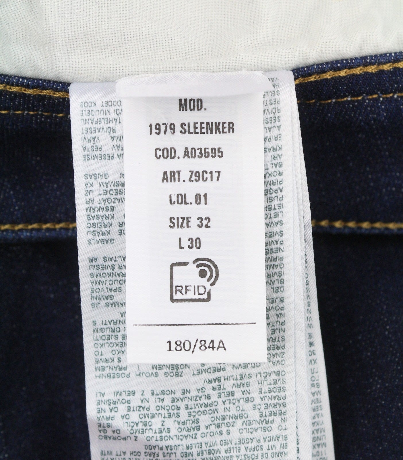 DIESEL 1979 Sleenker Z9C17 Men Jeans W32/L30 Dark Blue Skinny Fit Zip Fly