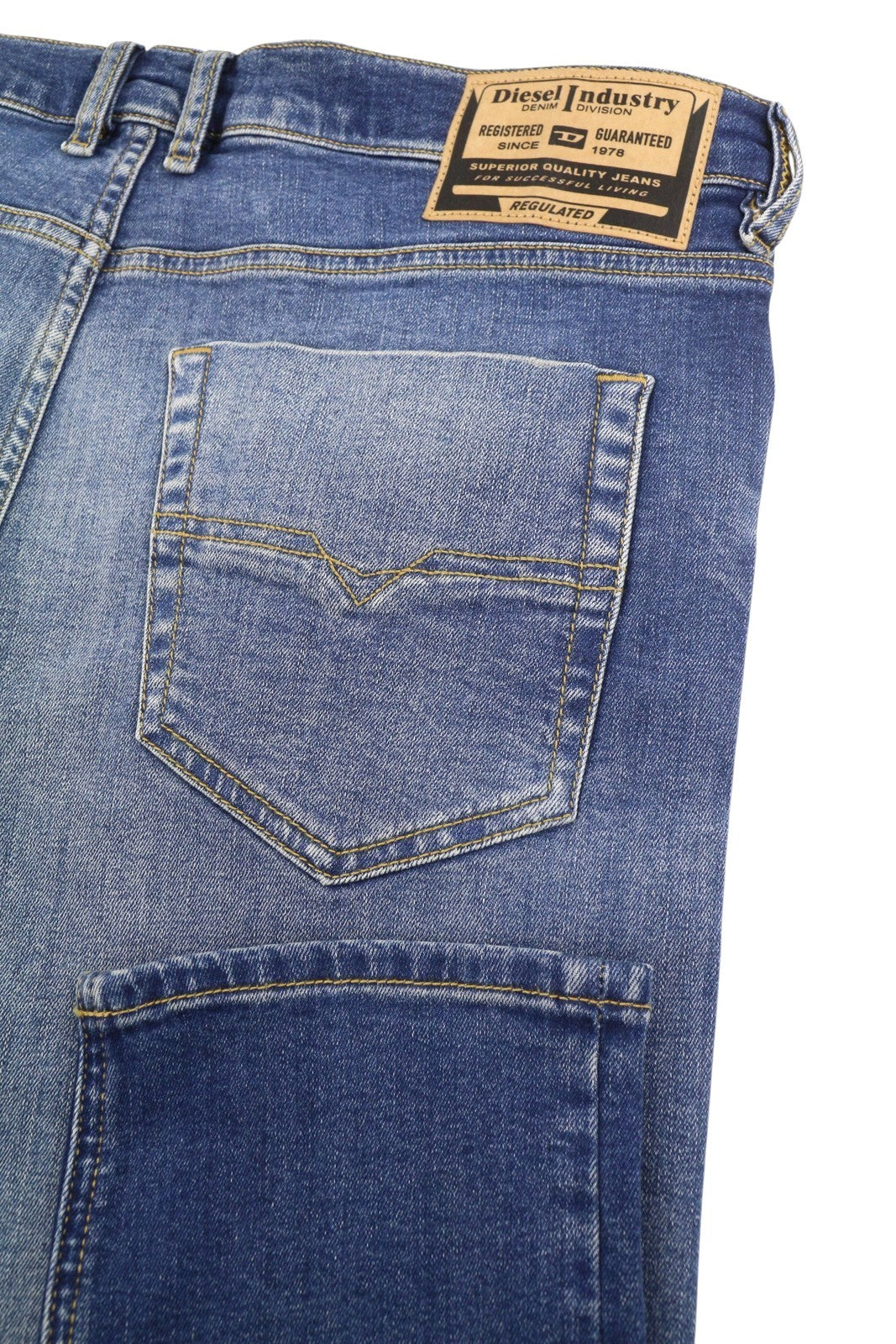 DIESEL Tepphar RB105 Men Jeans W34/L34 Blue Whiskers Faded Slim Fit RRP175