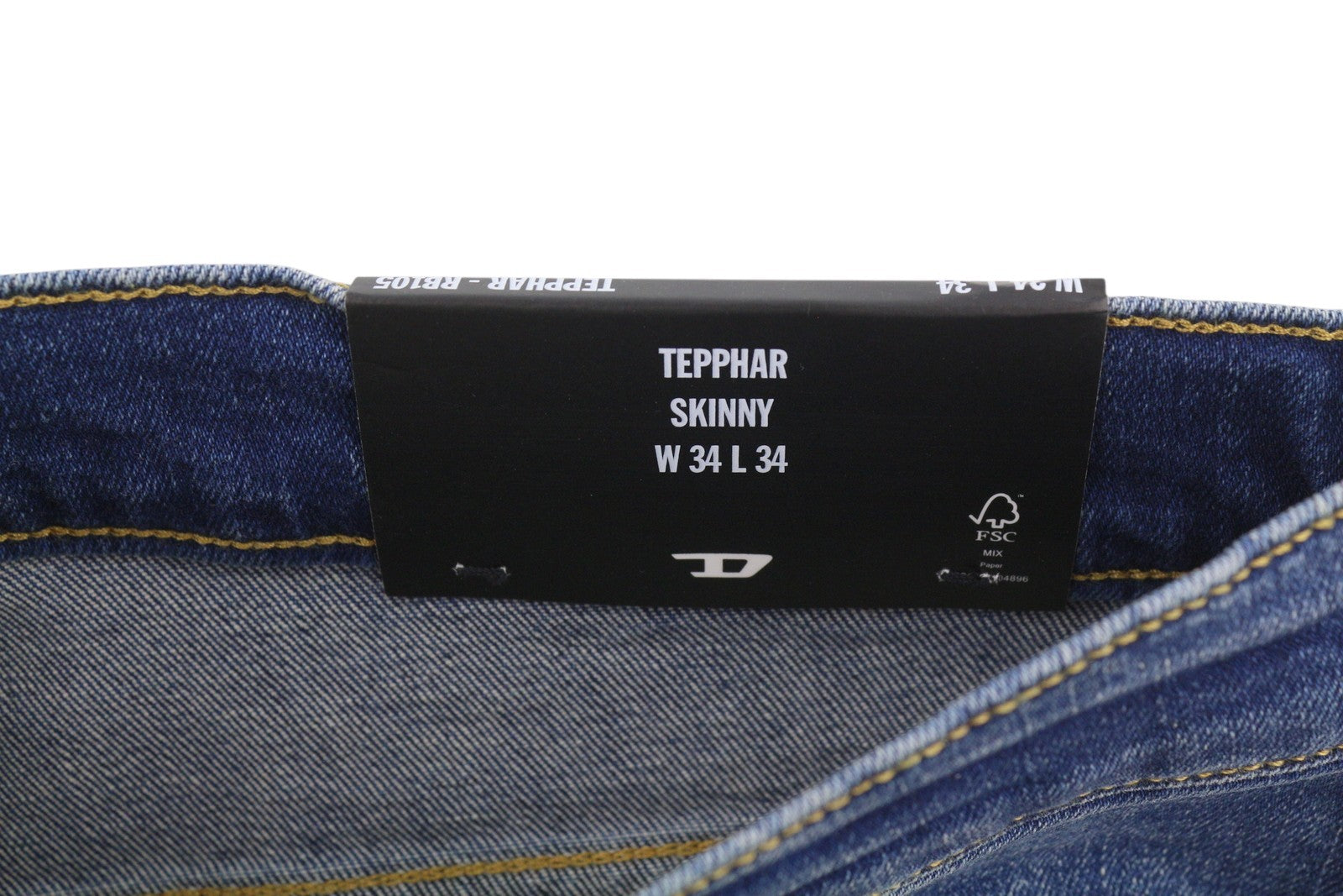 DIESEL Tepphar RB105 Men Jeans W34/L34 Blue Whiskers Faded Slim Fit RRP175