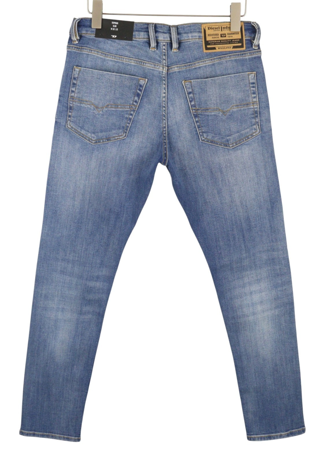 DIESEL Tepphar RB105 Men Jeans W32/L32 Blue Whiskers Faded Slim Fit RRP175