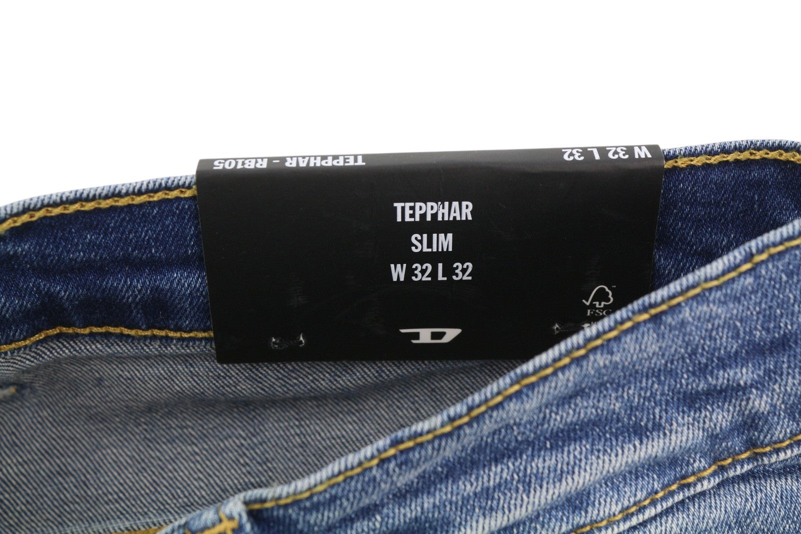 DIESEL Tepphar RB105 Men Jeans W32/L32 Blue Whiskers Faded Slim Fit RRP175
