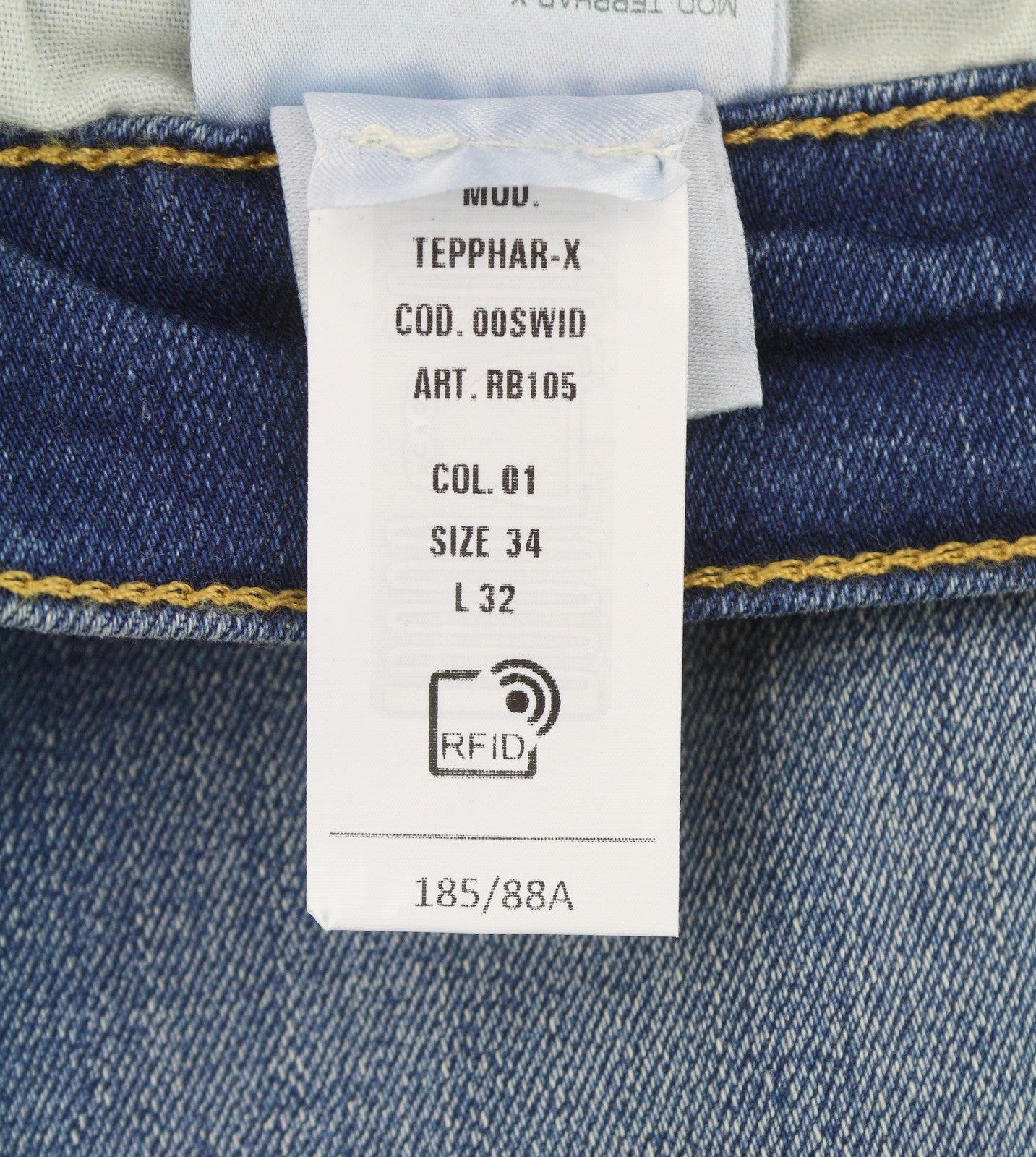 DIESEL Tepphar RB105 Men Jeans W34/L32 Blue Whiskers Faded Slim Fit RRP175