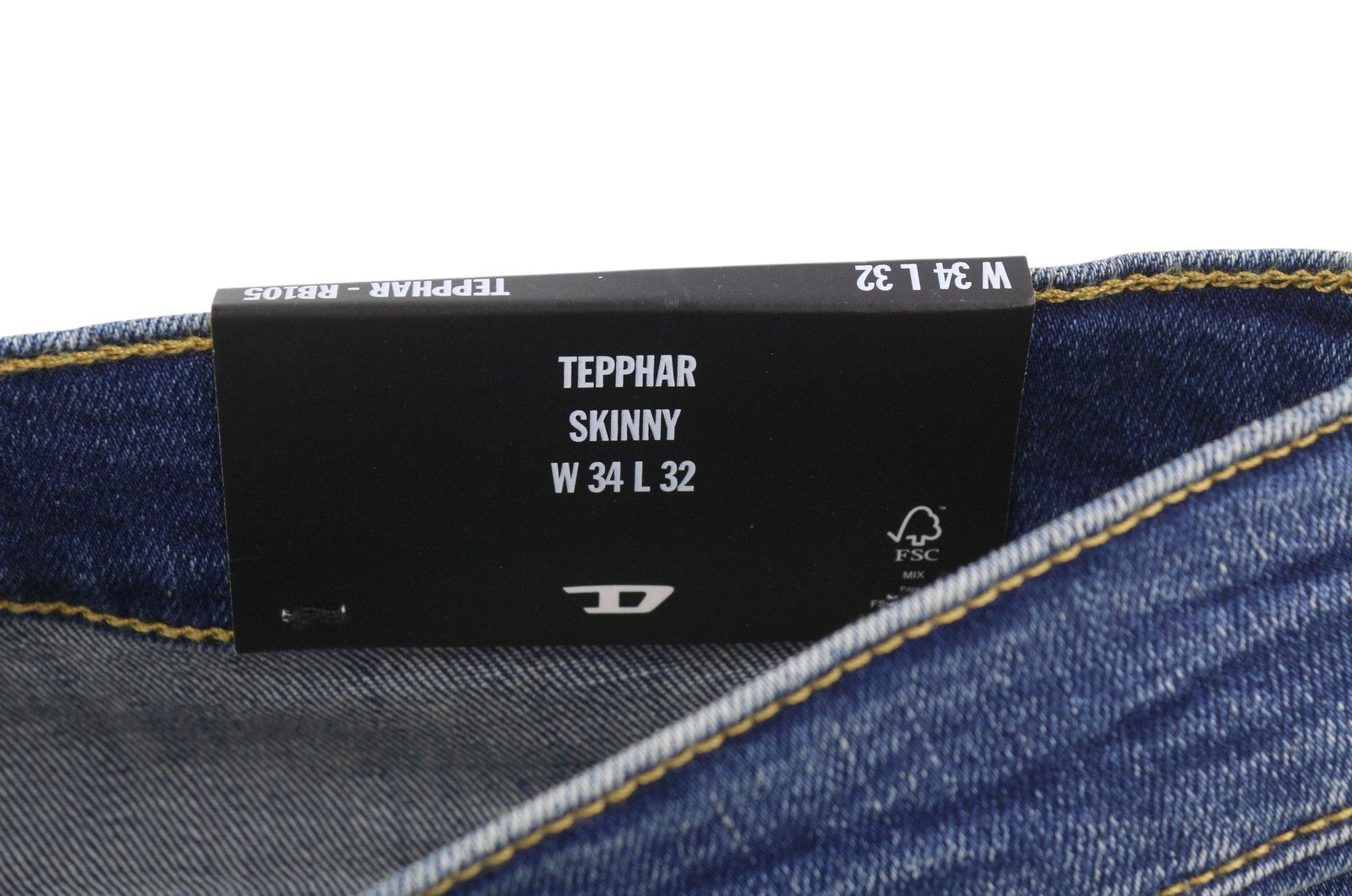 DIESEL Tepphar RB105 Men Jeans W34/L32 Blue Whiskers Faded Slim Fit RRP175