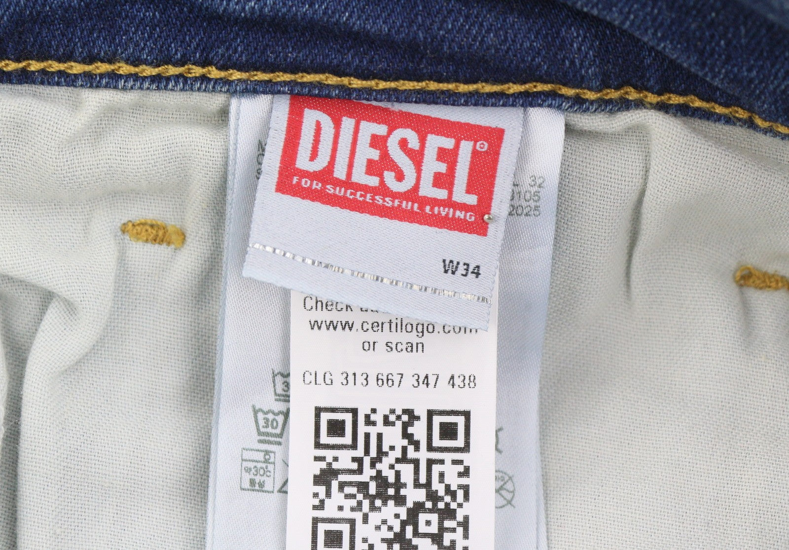 DIESEL Tepphar RB105 Men Jeans W34/L32 Blue Whiskers Faded Slim Fit RRP175