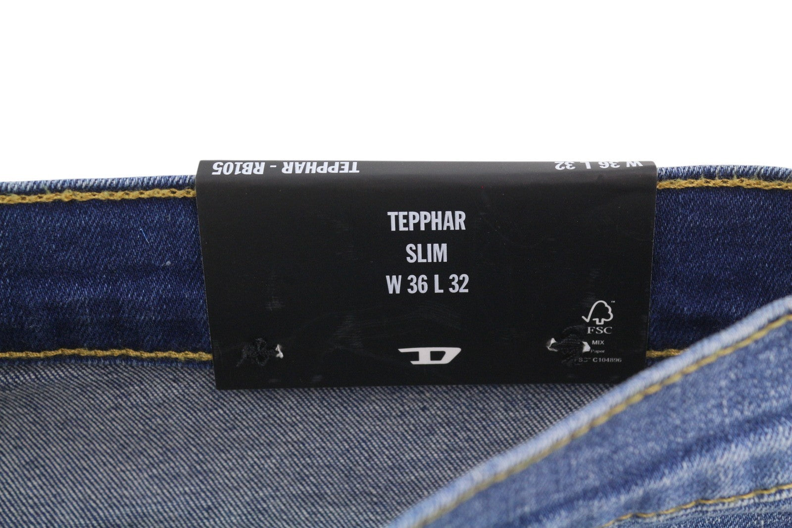 DIESEL Tepphar RB105 Men Jeans W36/L32 Blue Whiskers Faded Slim Fit RRP175