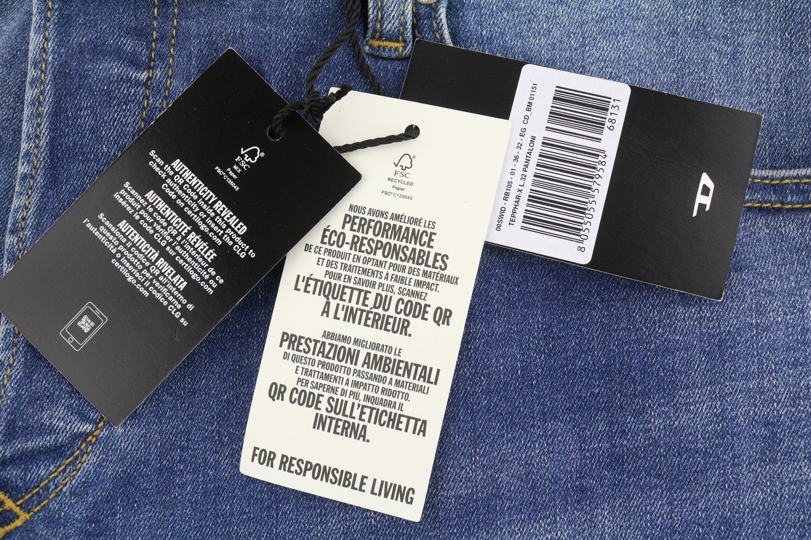 DIESEL Tepphar RB105 Men Jeans W36/L32 Blue Whiskers Faded Slim Fit RRP175