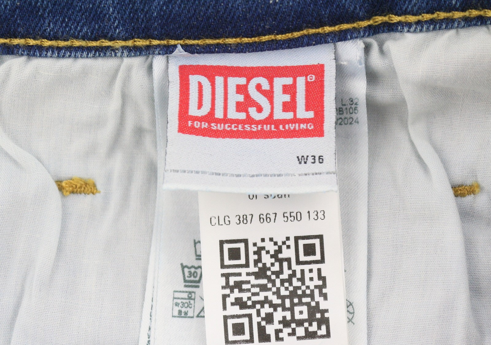 DIESEL Tepphar RB105 Men Jeans W36/L32 Blue Whiskers Faded Slim Fit RRP175