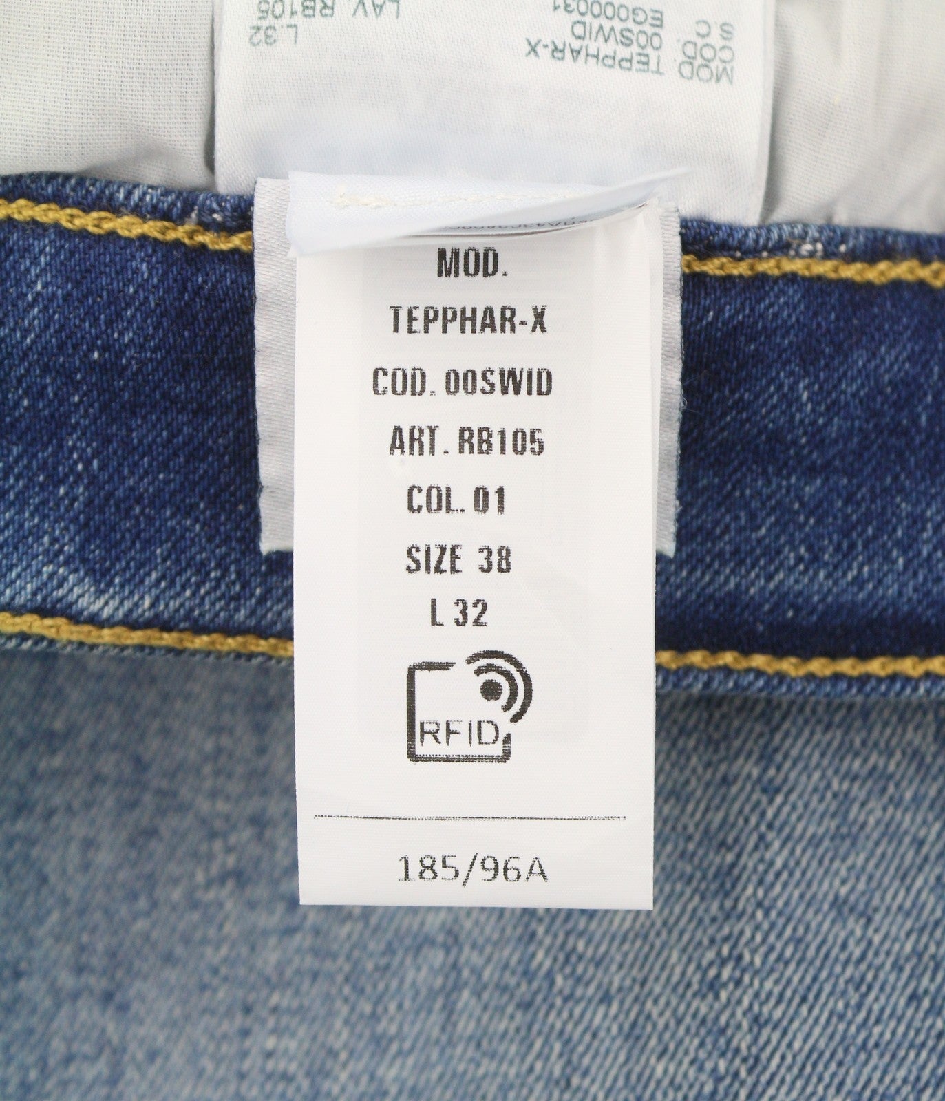 DIESEL Tepphar RB105 Men Jeans W38/L32 Blue Whiskers Faded Slim Fit RRP175