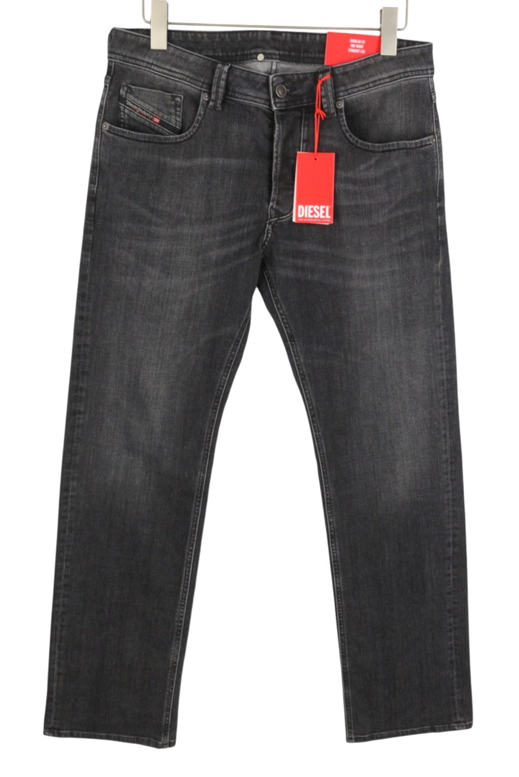 DIESEL 1985 Larkee 09H29 Men Jeans W32/L32 Black Whiskers Faded Regular Straight