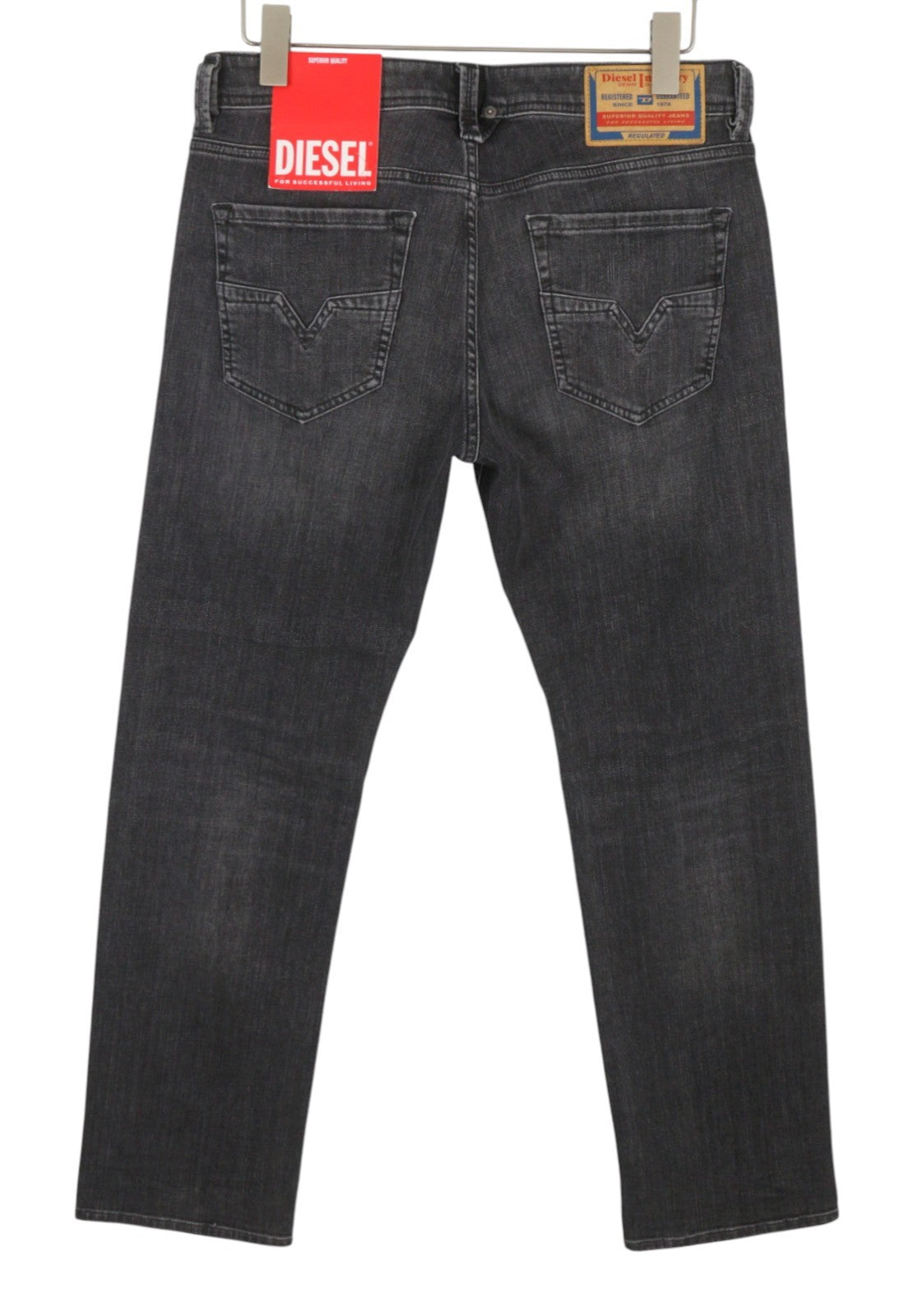 DIESEL 1985 Larkee 09H29 Men Jeans W32/L32 Black Whiskers Faded Regular Straight