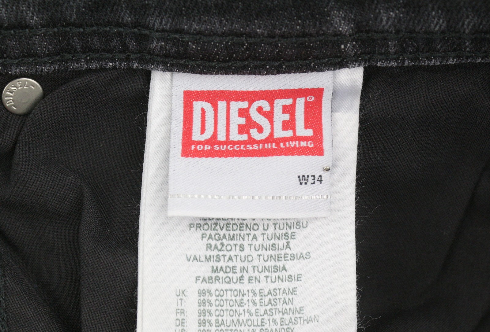 DIESEL 1985 Larkee 09H29 Men Jeans W34/L32 Black Whiskers Faded Regular Straight