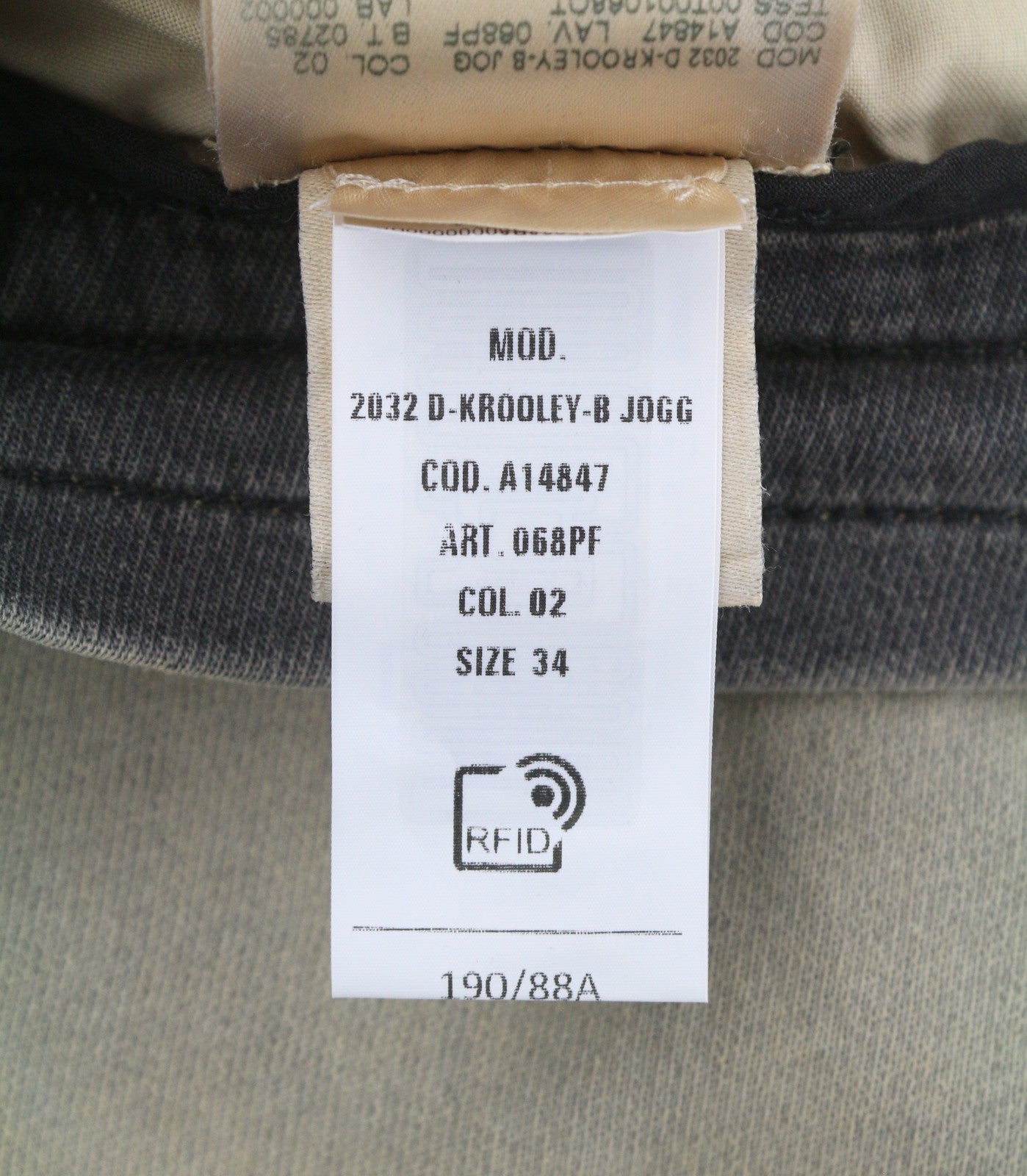 DIESEL 2032 D-Krooley-B Jogg 068PF Men Jeans W34 Grey Faded Distress RRP325