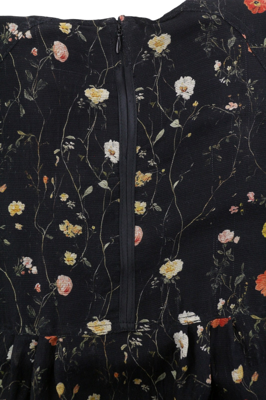 R13 Raglan Sleeve Babydoll Lined Women Dress XS Black Wool Silk Floral RRP1299