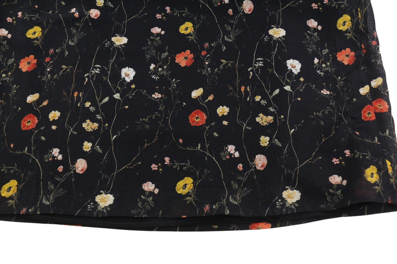 R13 Raglan Sleeve Babydoll Lined Women Dress XS Black Wool Silk Floral RRP1299