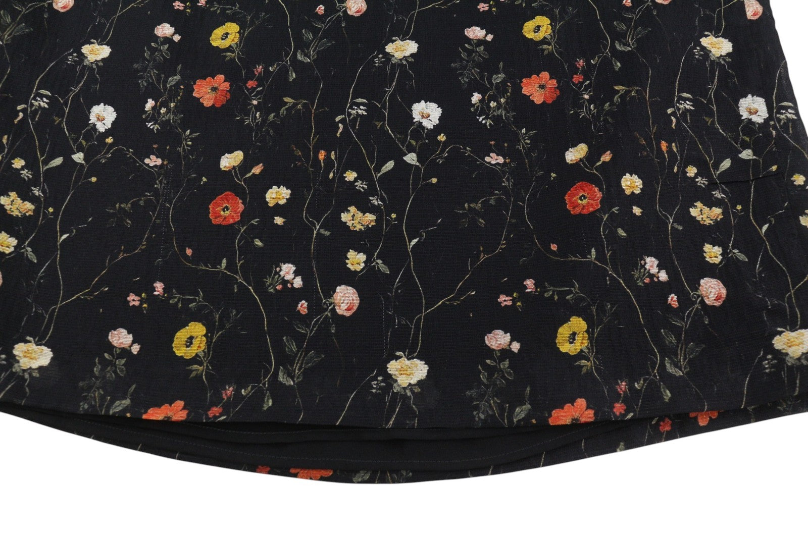R13 Raglan Sleeve Babydoll Lined Women Dress XS Black Wool Silk Floral RRP1299