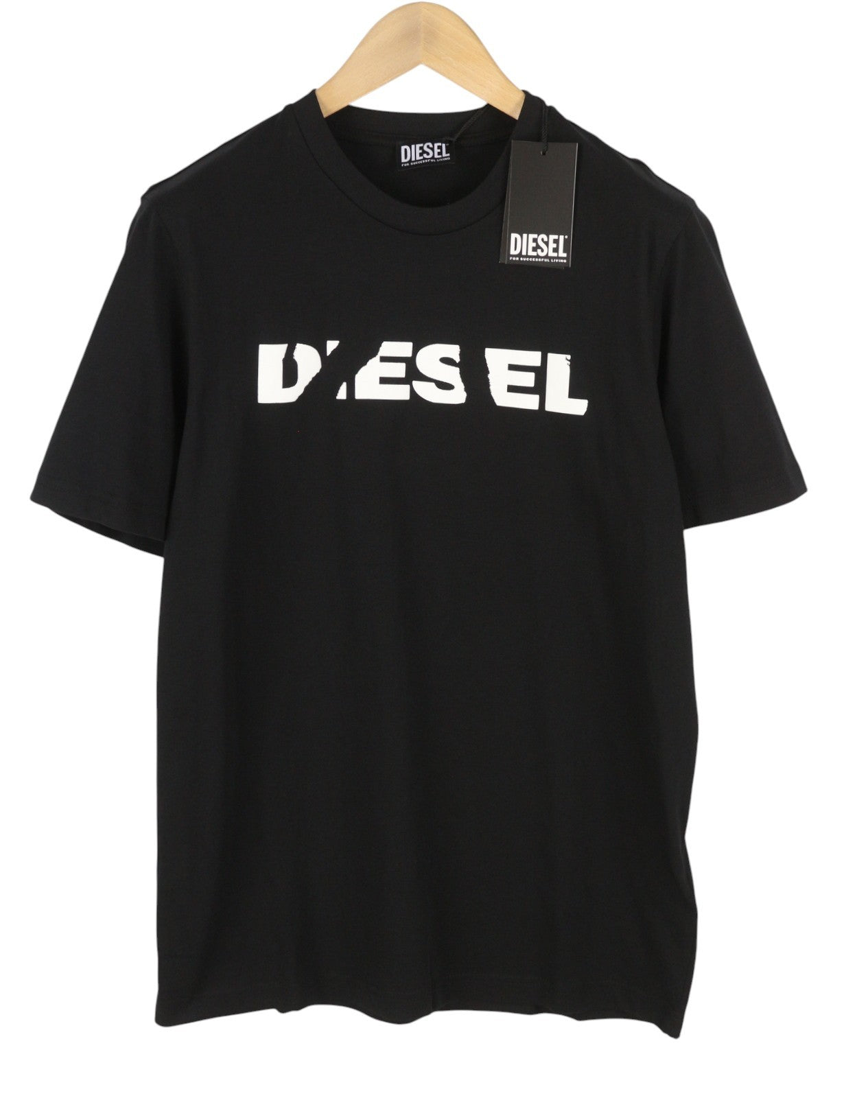 DIESEL T-Just 250232 Off Men T-Shirt M Black Crew Neck Tricot Short Sleeve