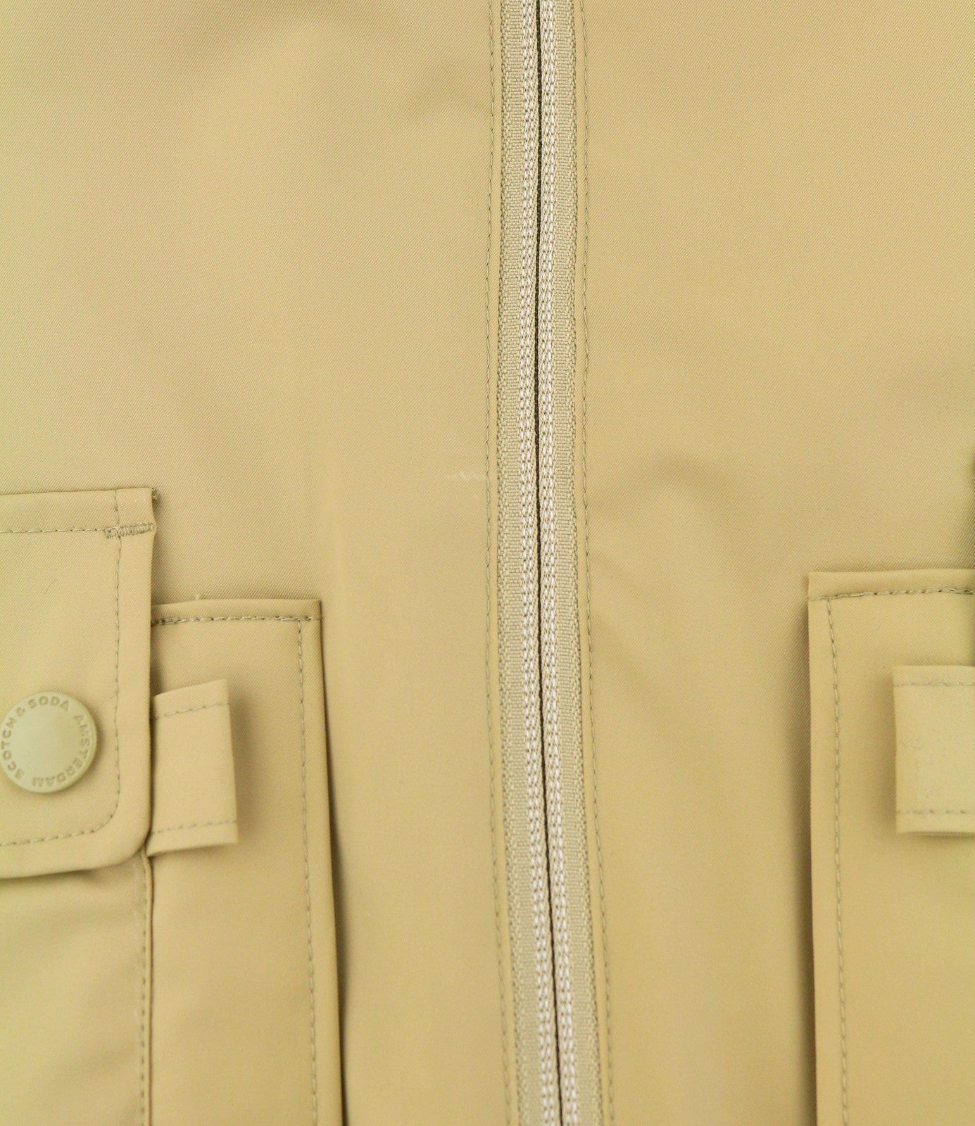 SCOTCH & SODA Men Jacket M Beige High Neck Full Zip Lightweight Bomber
