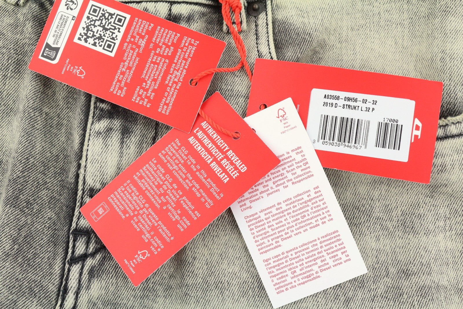 DIESEL 2019 D-Strukt 09H56 Men Jeans W32/L32 Grey Slim Fit Mid Waist RRP295