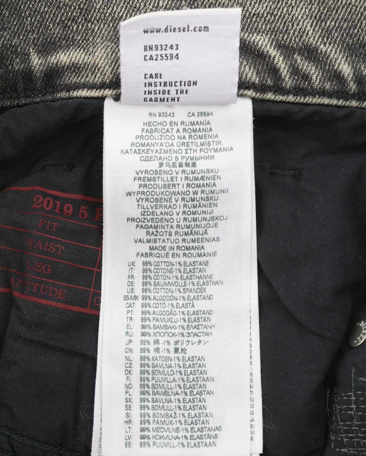 DIESEL 2019 D-Strukt 09H56 Men Jeans W32/L32 Grey Slim Fit Mid Waist RRP295