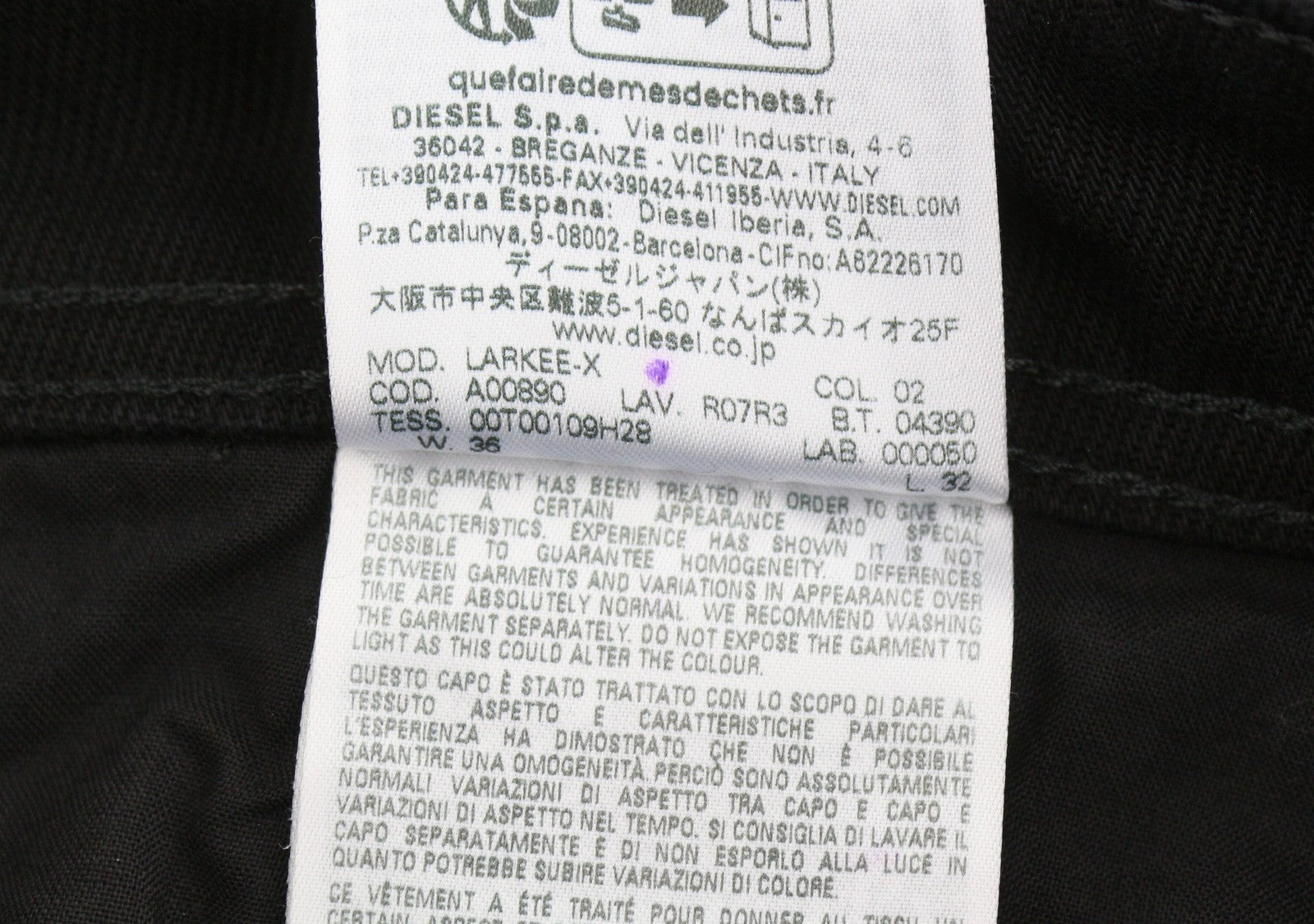 DIESEL 1985 Larkee R07R3 Men Jeans W36/L32 Regular Fit Straight Leg Mid Waist