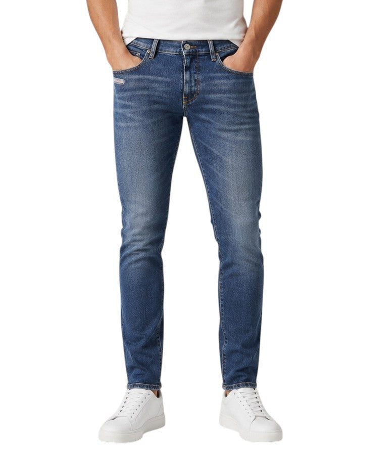 DIESEL 2019 D-Strukt 007L Men Jeans W32/L34 Blue Whiskers Faded Slim Fit RRP195
