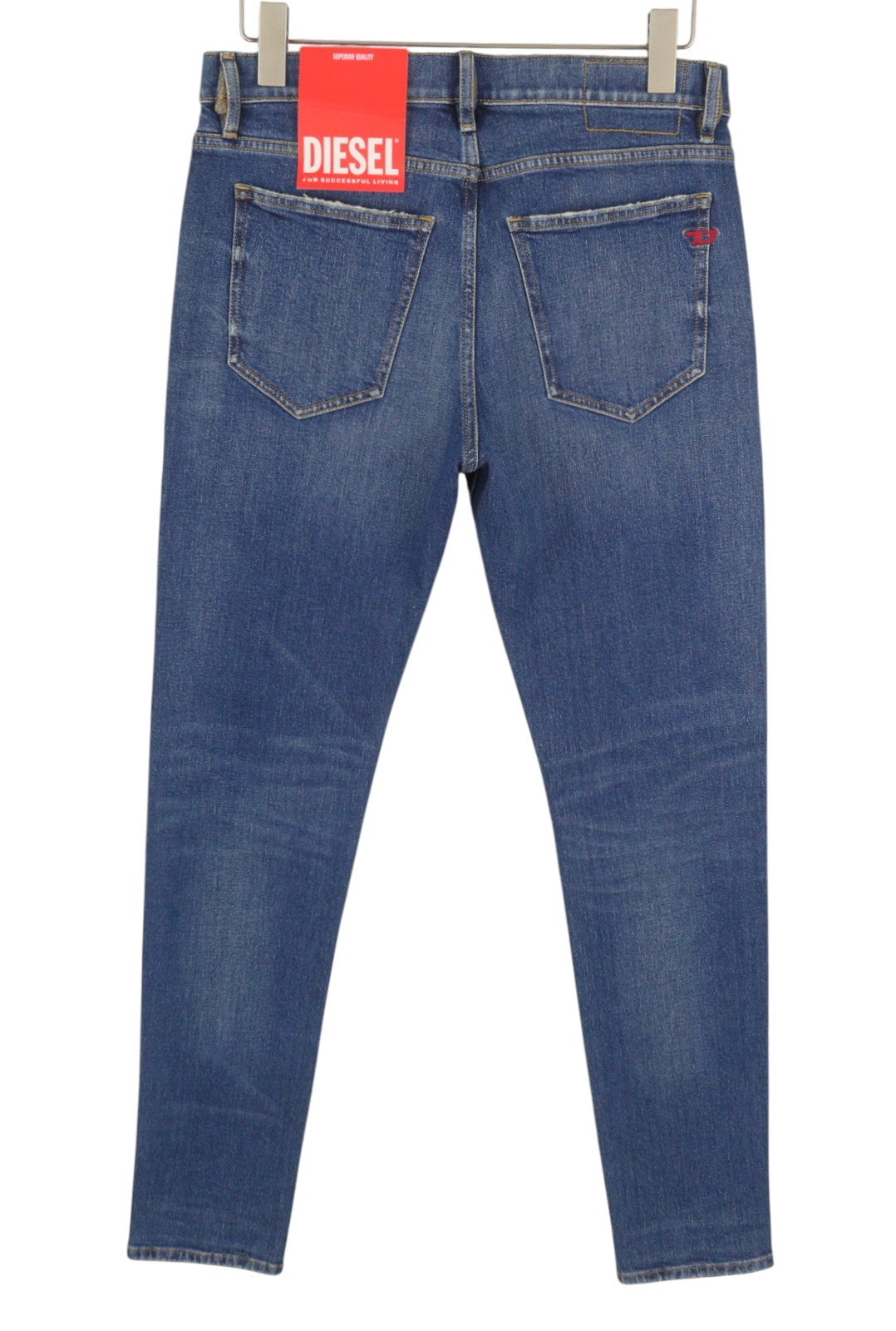 DIESEL 2019 D-Strukt 007L Men Jeans W32/L34 Blue Whiskers Faded Slim Fit RRP195