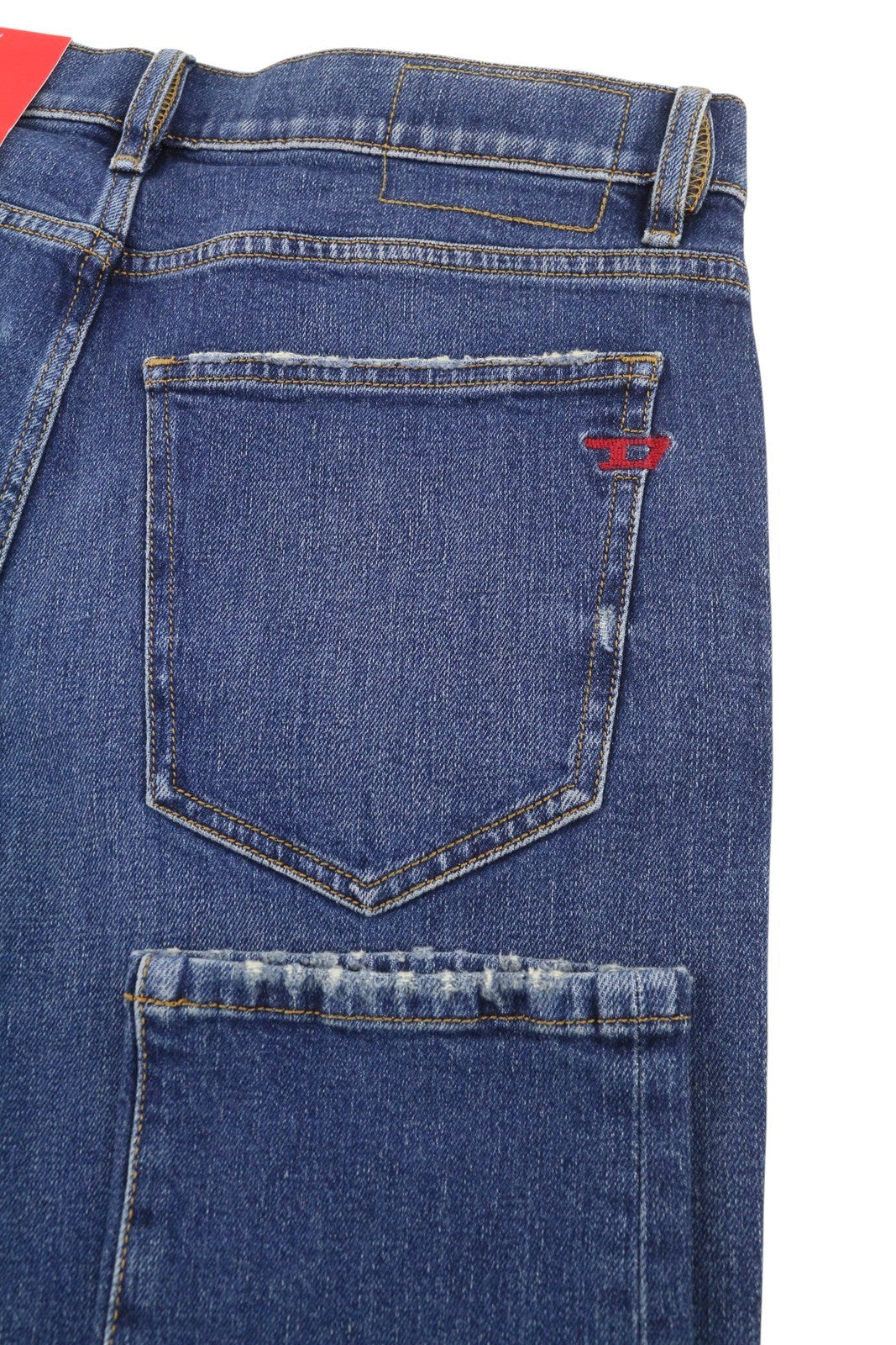 DIESEL 2019 D-Strukt 007L Men Jeans W32/L34 Blue Whiskers Faded Slim Fit RRP195