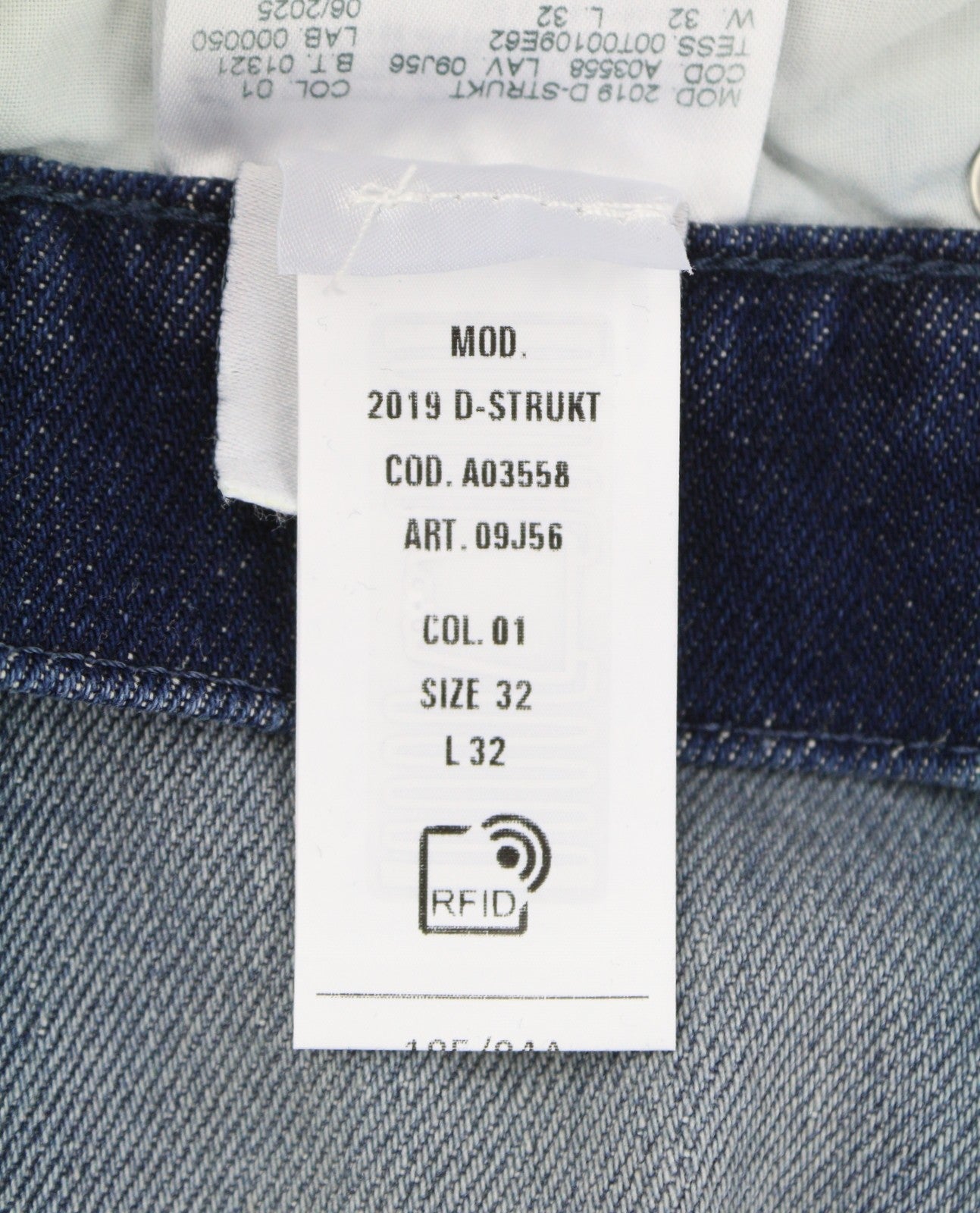 DIESEL 2019 D-Strukt 09J56 Men Jeans W32/L32 Blue Whiskers Distress Slim RRP195