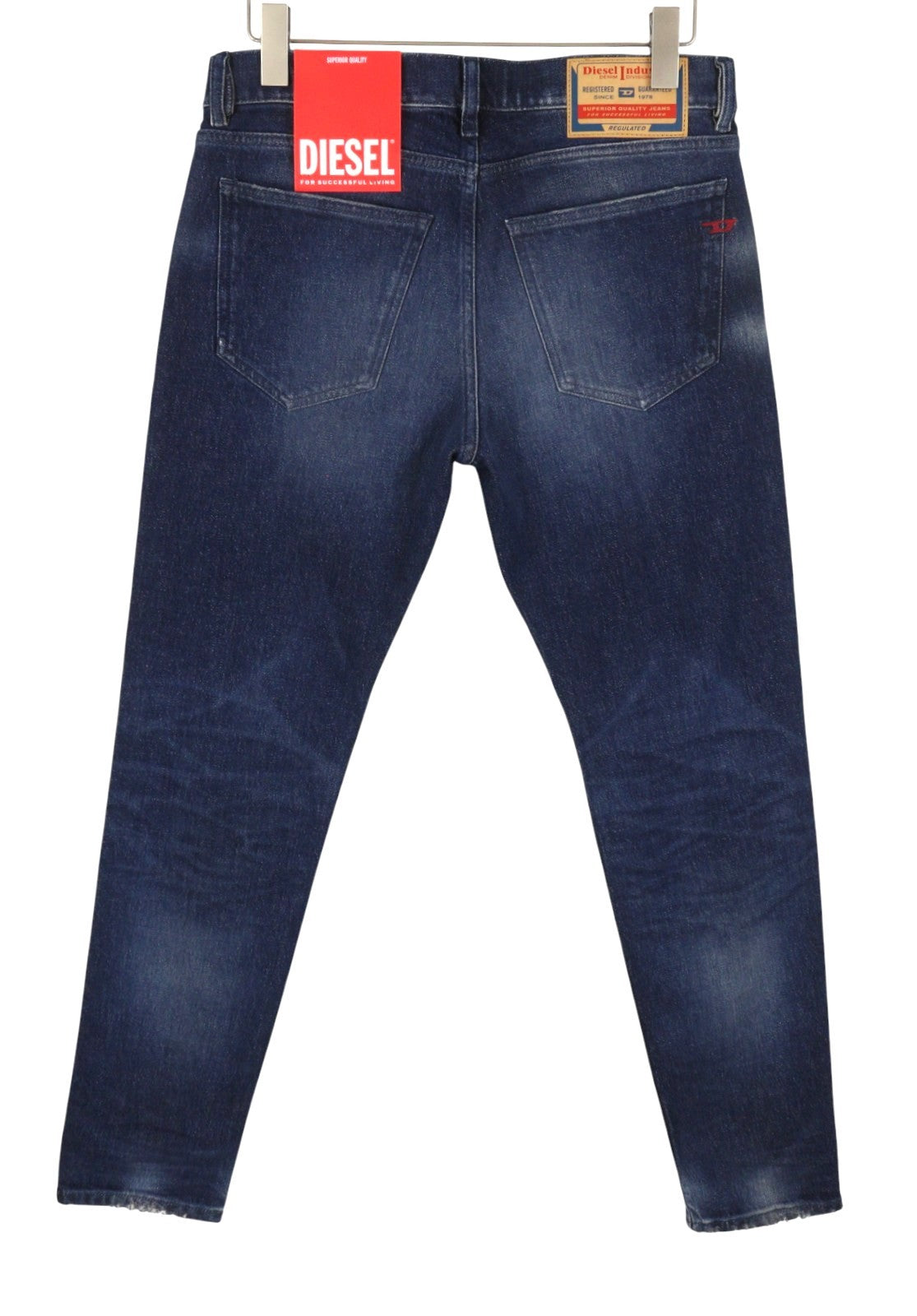 DIESEL 2019 D-Strukt 09J56 Men Jeans W32/L32 Blue Whiskers Distress Slim RRP195