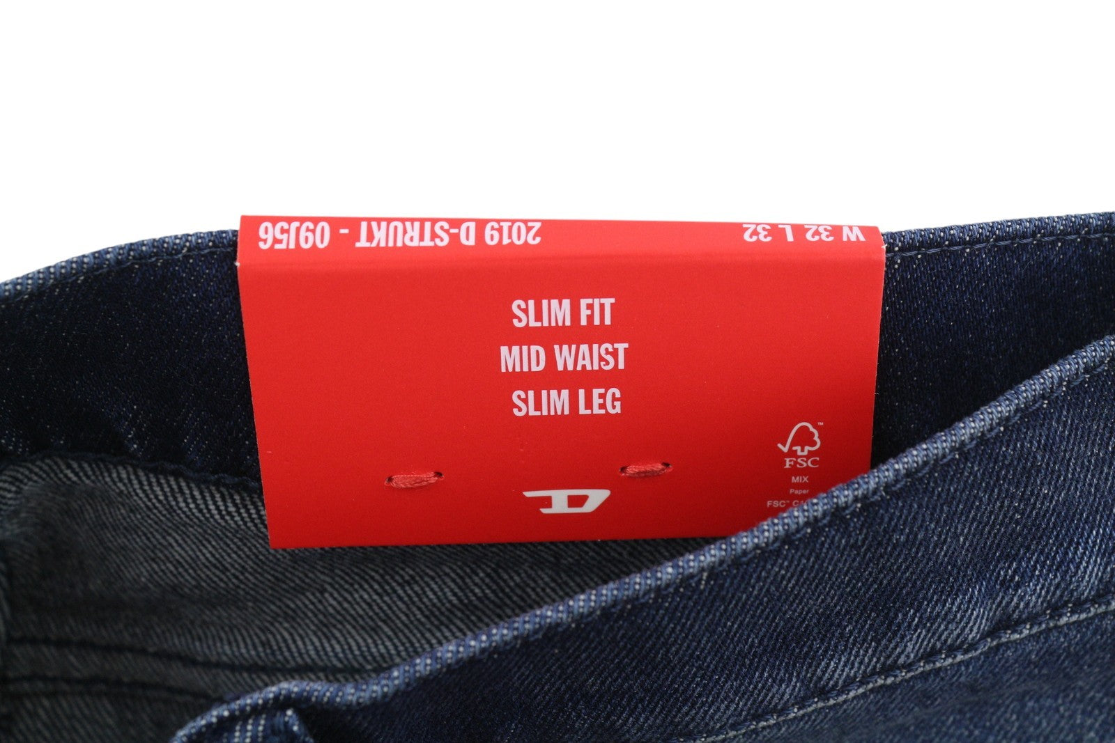 DIESEL 2019 D-Strukt 09J56 Men Jeans W32/L32 Blue Whiskers Distress Slim RRP195
