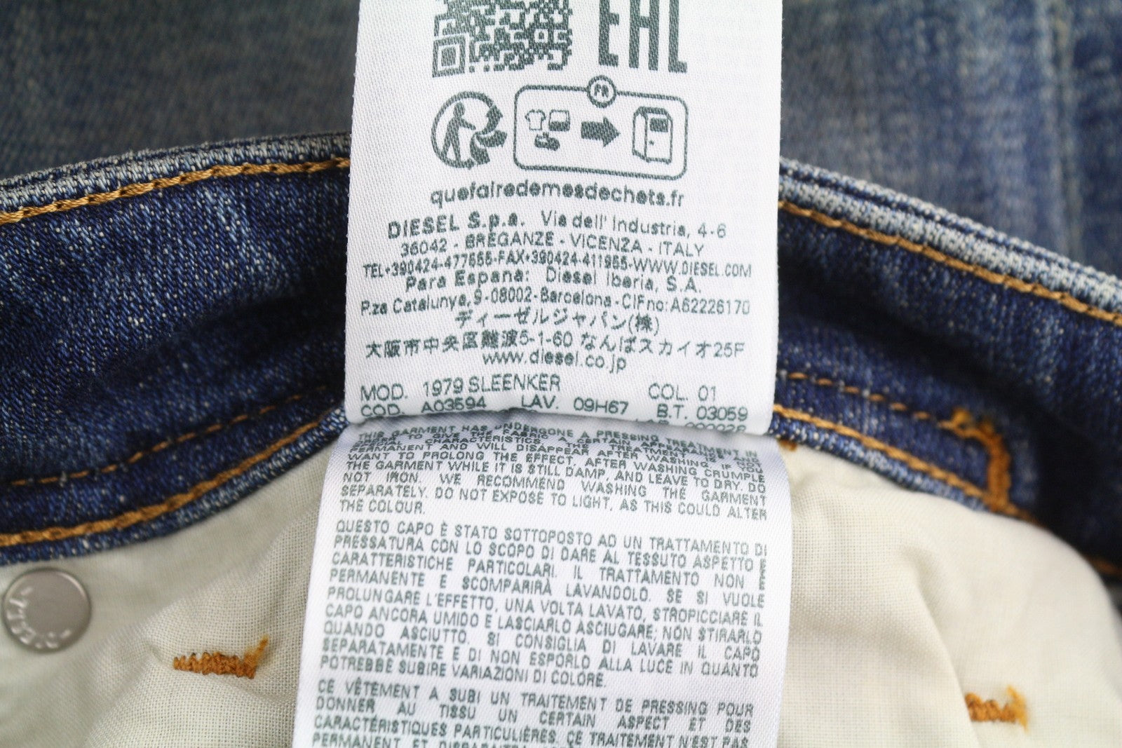 DIESEL 1979 Sleenker 09H67 Men Jeans W32/L32 Blue Faded Skinny Fit Low RRP195