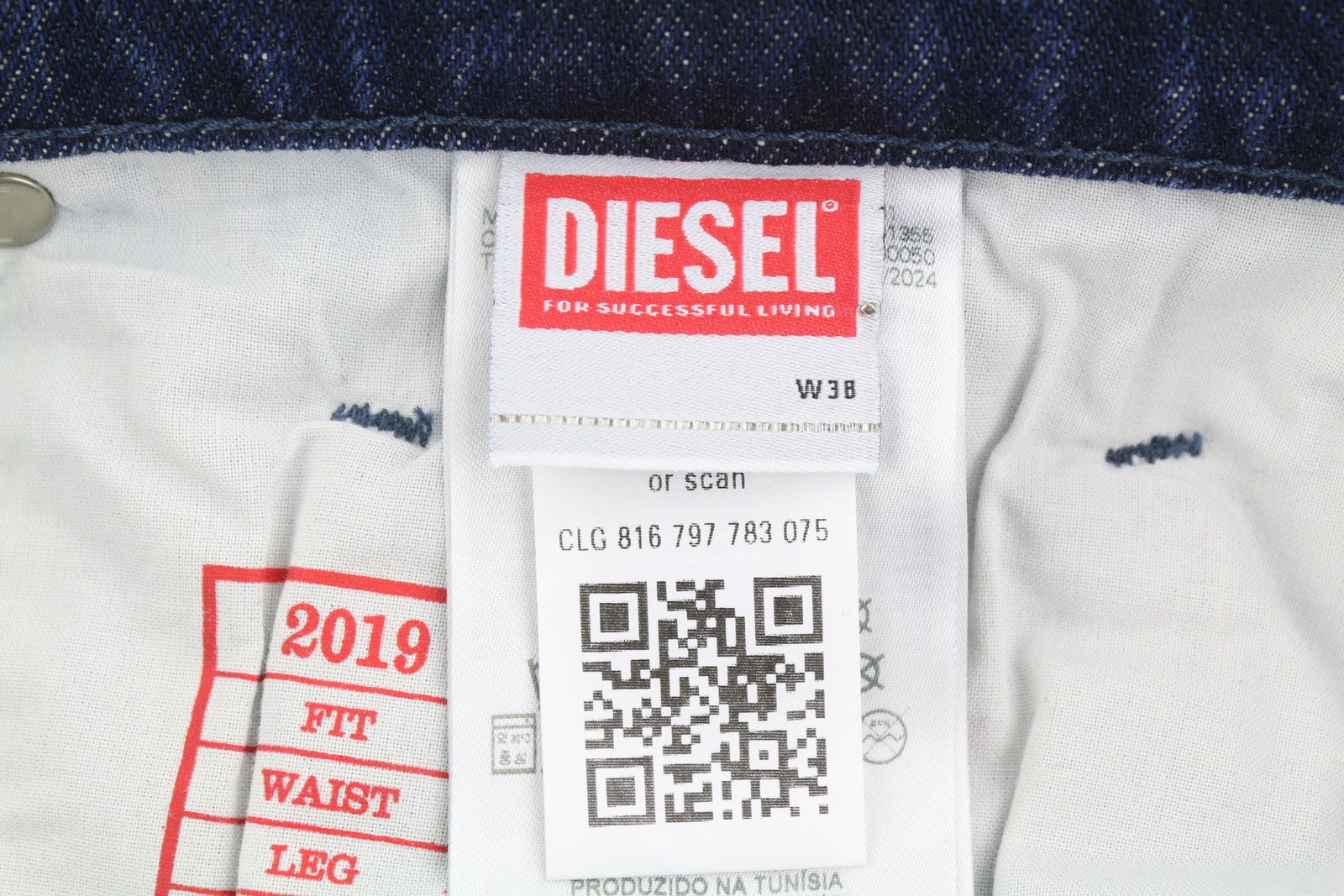 DIESEL 2019 D-Strukt 09J56 Men Jeans W38/L32 Blue Whiskers Distress Slim RRP195