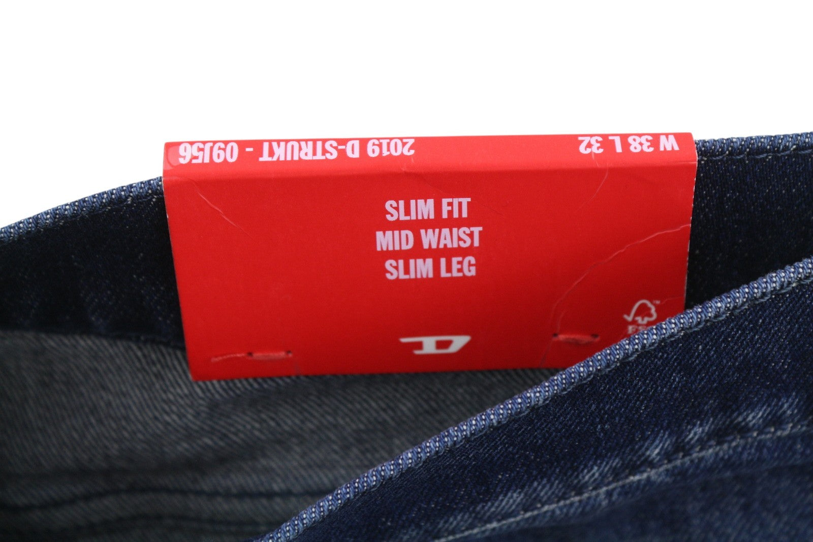 DIESEL 2019 D-Strukt 09J56 Men Jeans W38/L32 Blue Whiskers Distress Slim RRP195