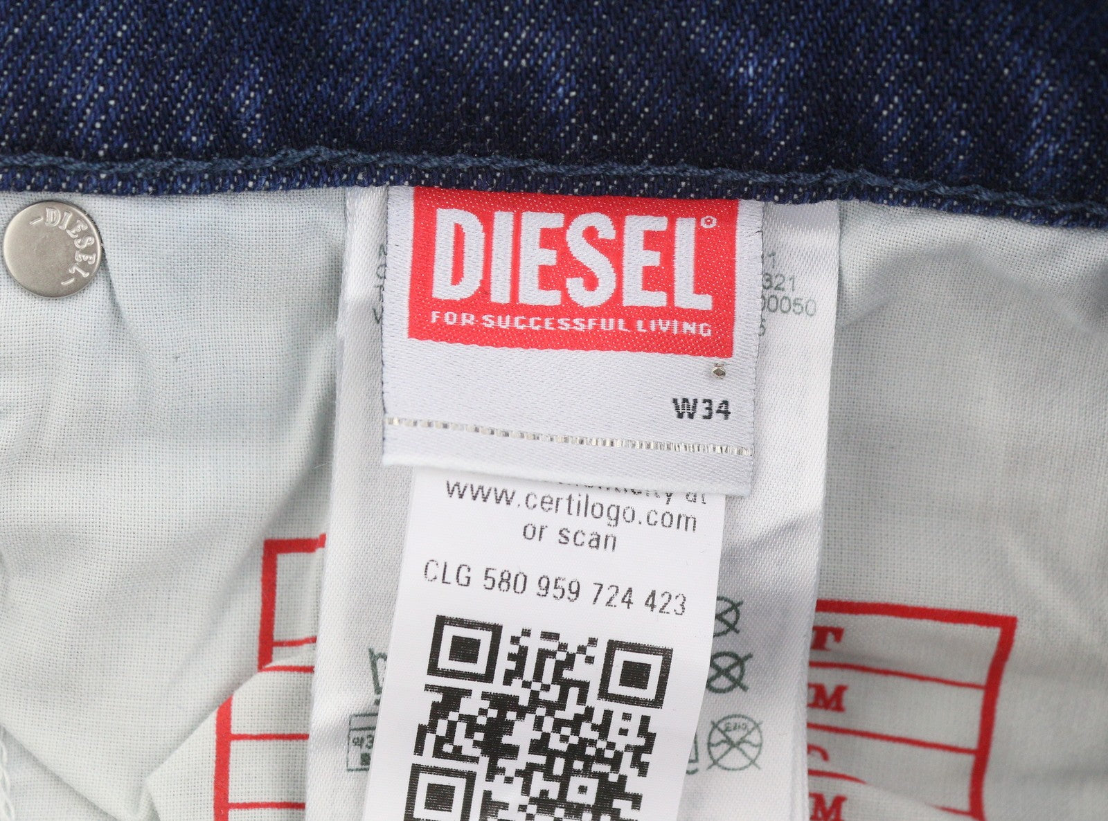 DIESEL 2019 D-Strukt 09J56 Men Jeans W34/L32 Blue Whiskers Distress Slim RRP195