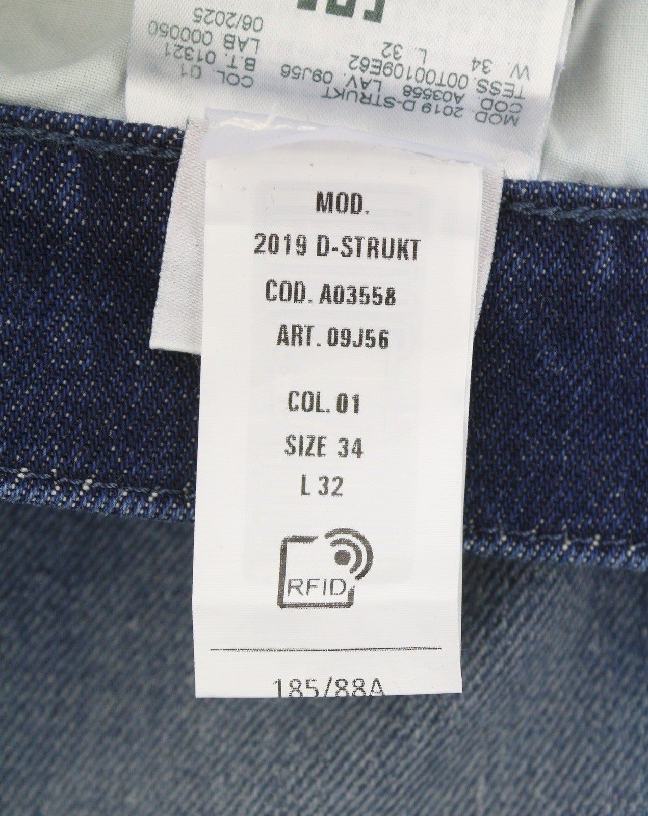 DIESEL 2019 D-Strukt 09J56 Men Jeans W34/L32 Blue Whiskers Distress Slim RRP195